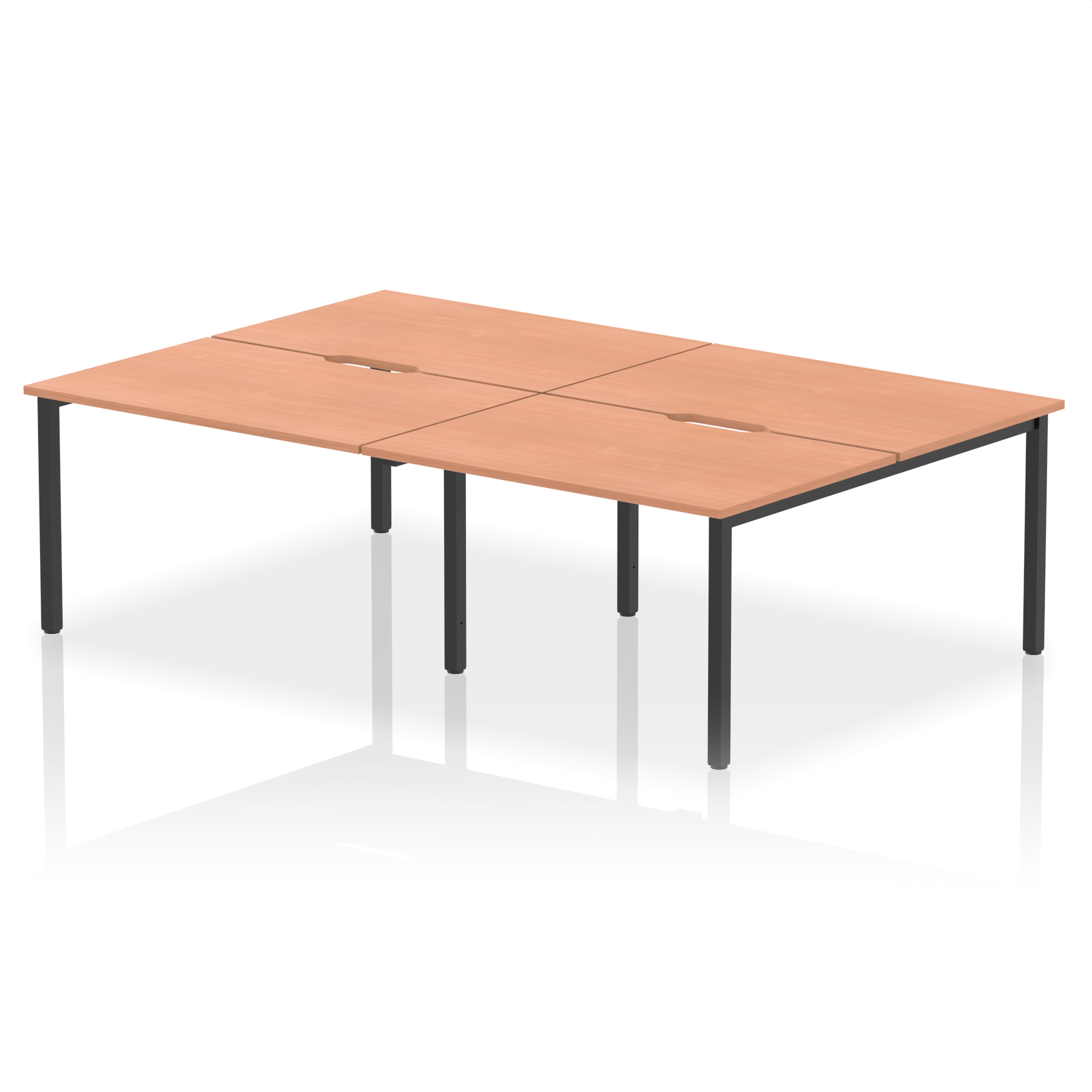 Evolve Plus B2B Bench Desk - 4 Person — Beech / Black Frame