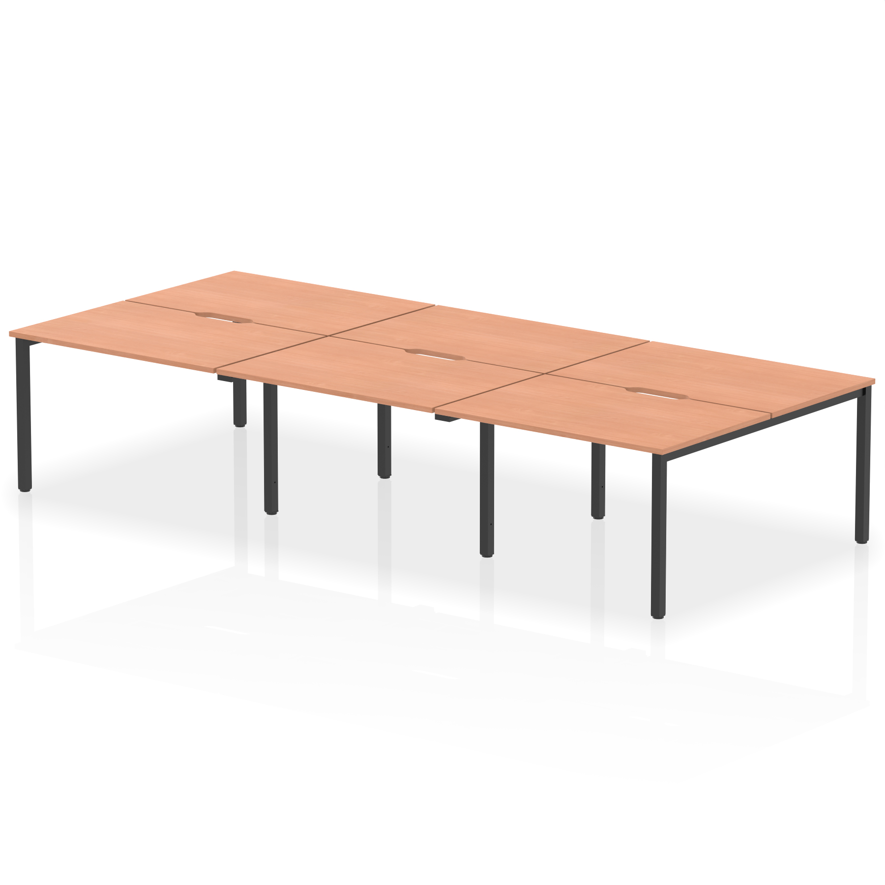Evolve Plus B2B Bench Desk - 6 Person — Beech / Black Frame
