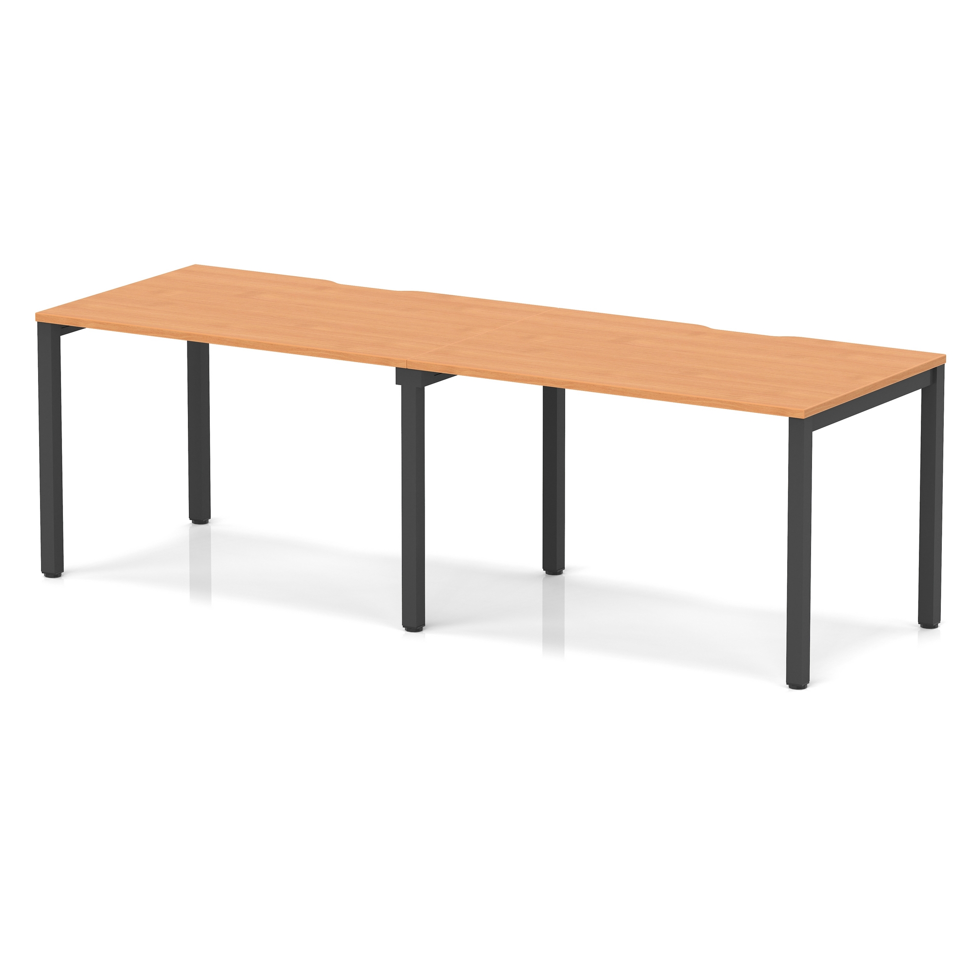 Evolve Plus Single Row Bench Desk - 2 Person — Beech / Black Frame