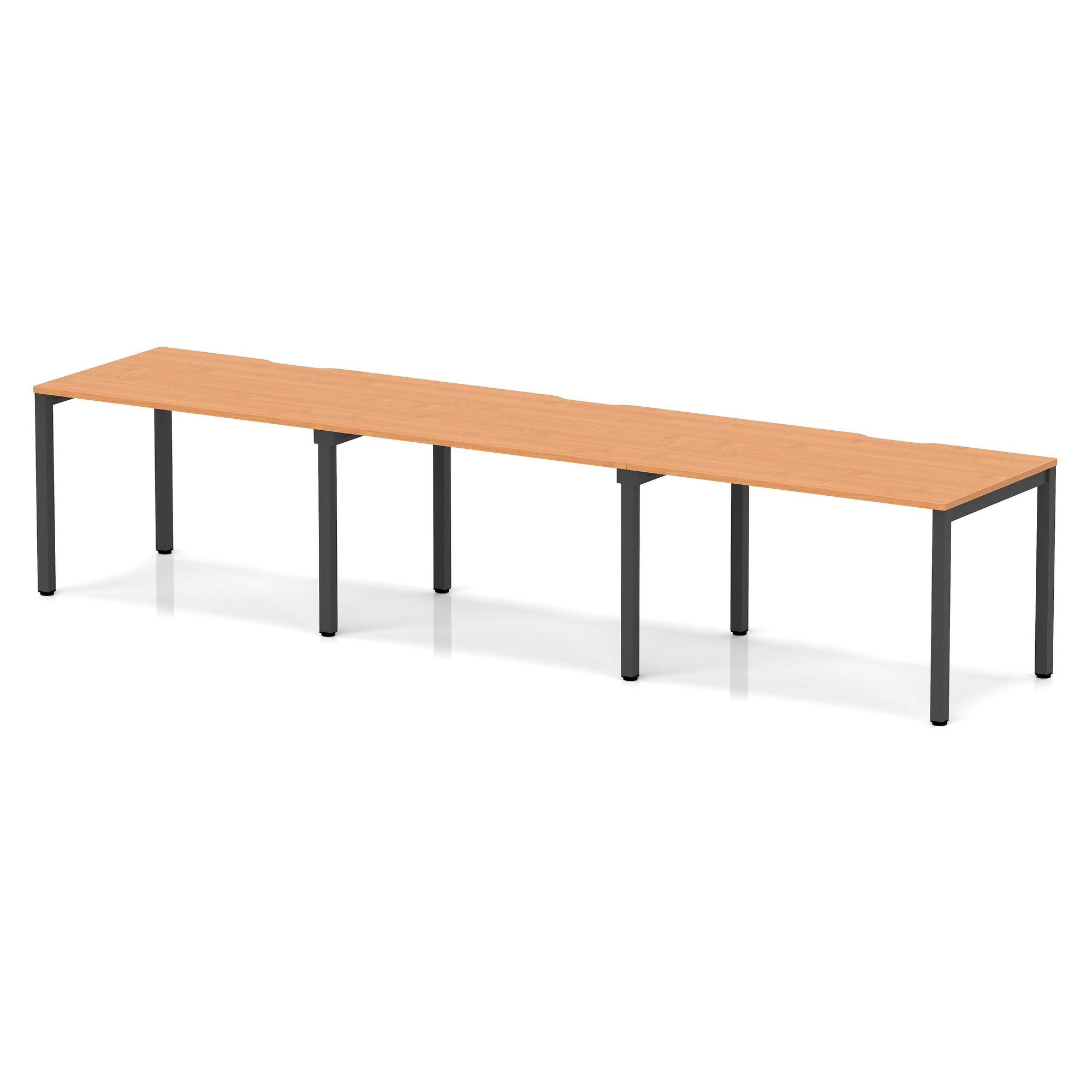 Evolve Plus Single Row Bench Desk - 3 Person — Beech / Black Frame
