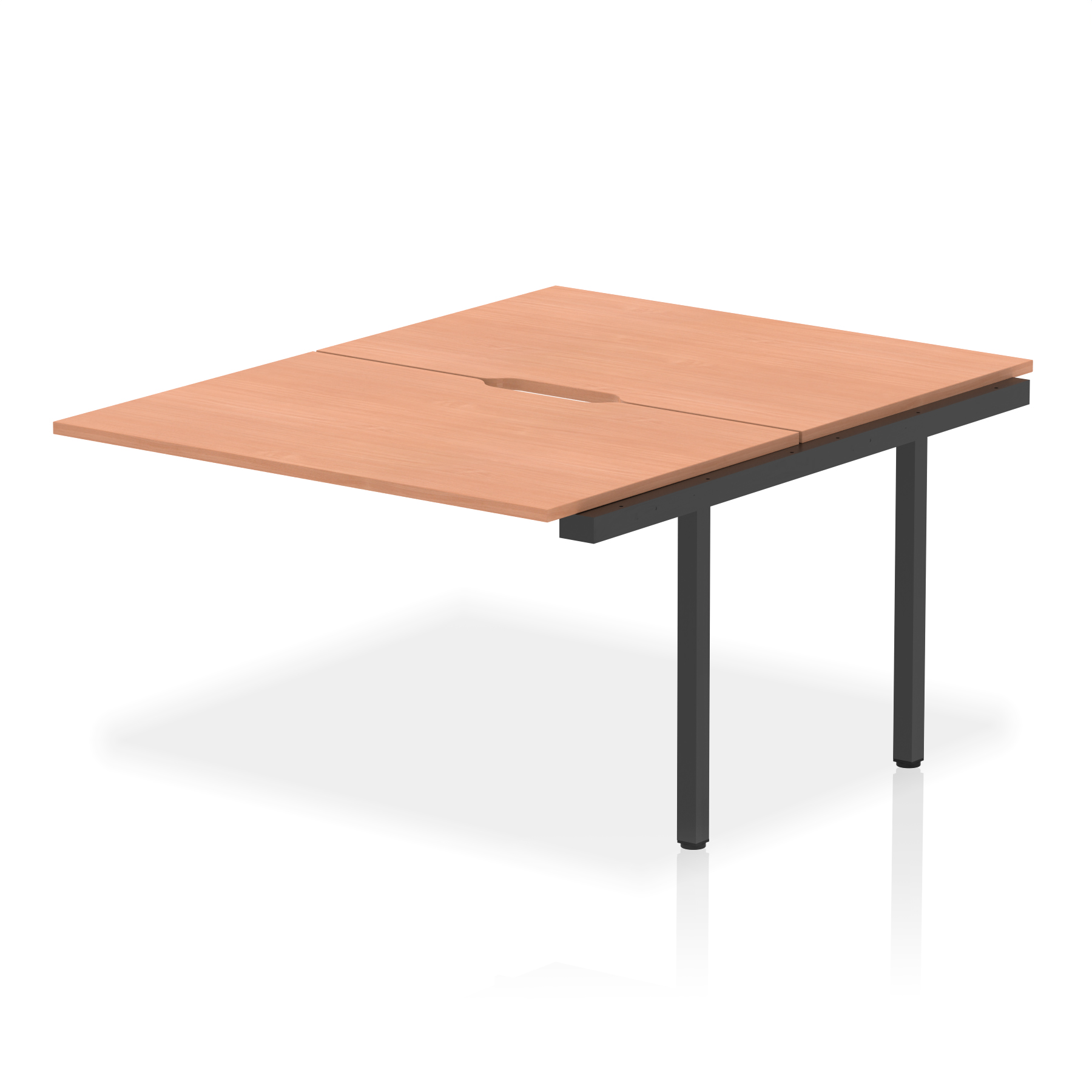 Evolve Plus B2B Bench Desk - 2 Person Extension Kit — Beech / Black Frame