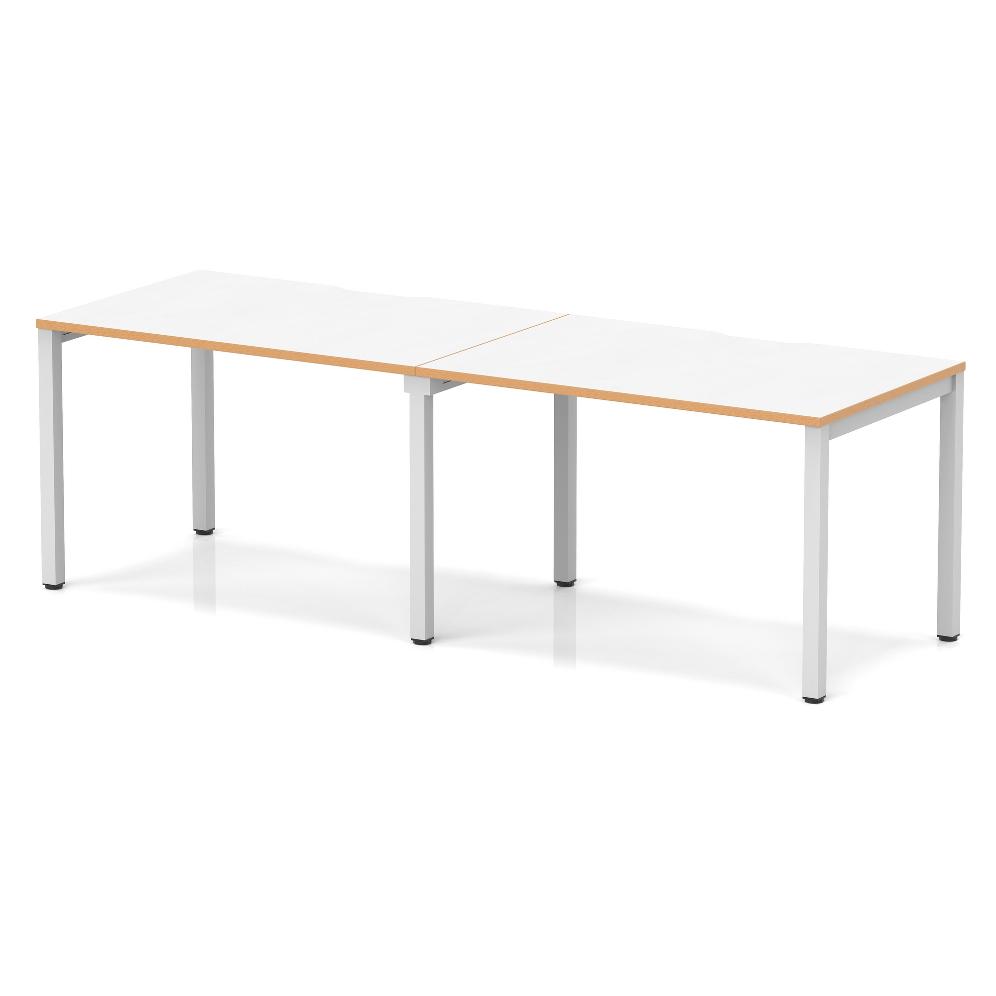 White & Natural Wood / Silver Frame