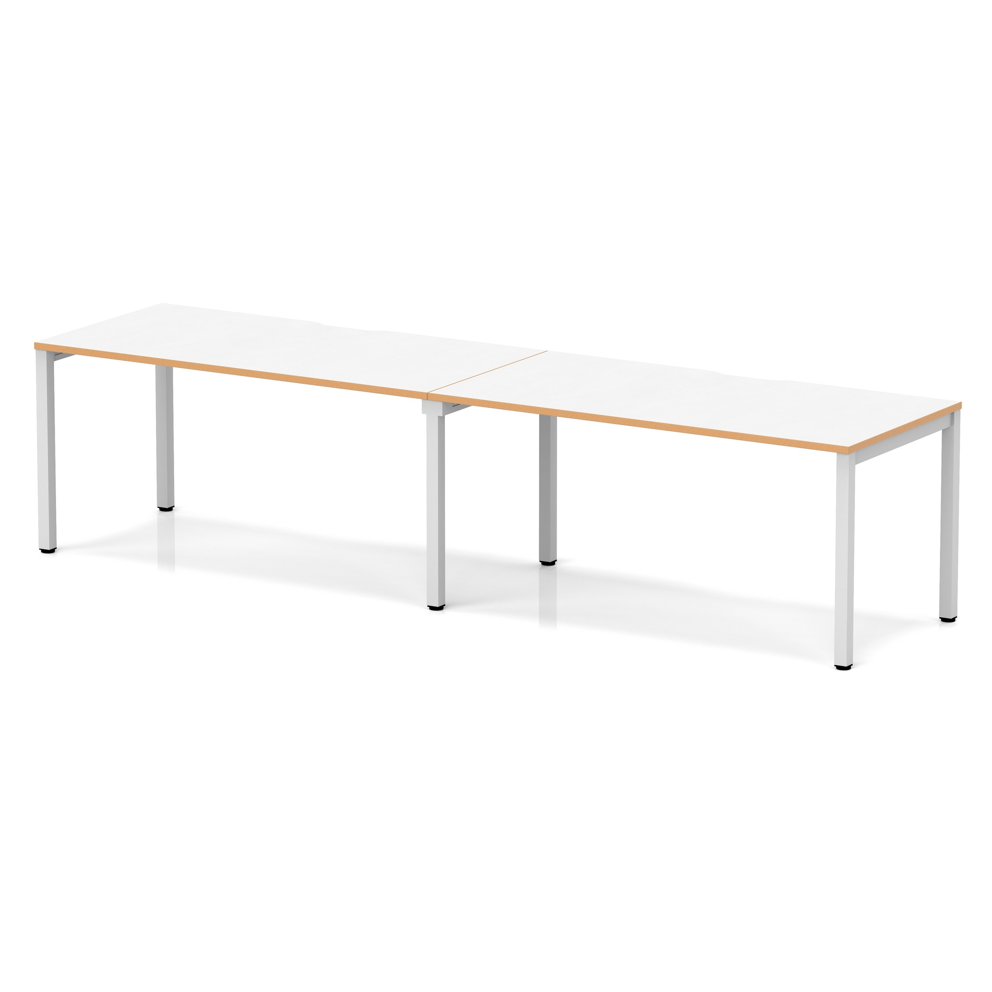 White & Natural Wood / Silver Frame