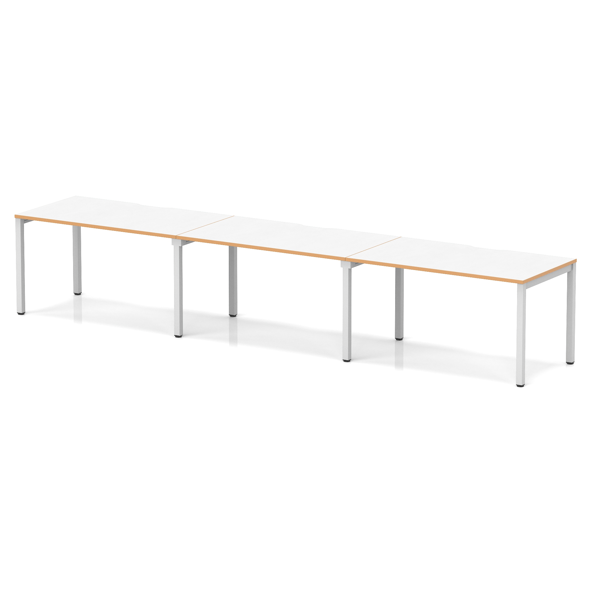 White & Natural Wood / Silver Frame