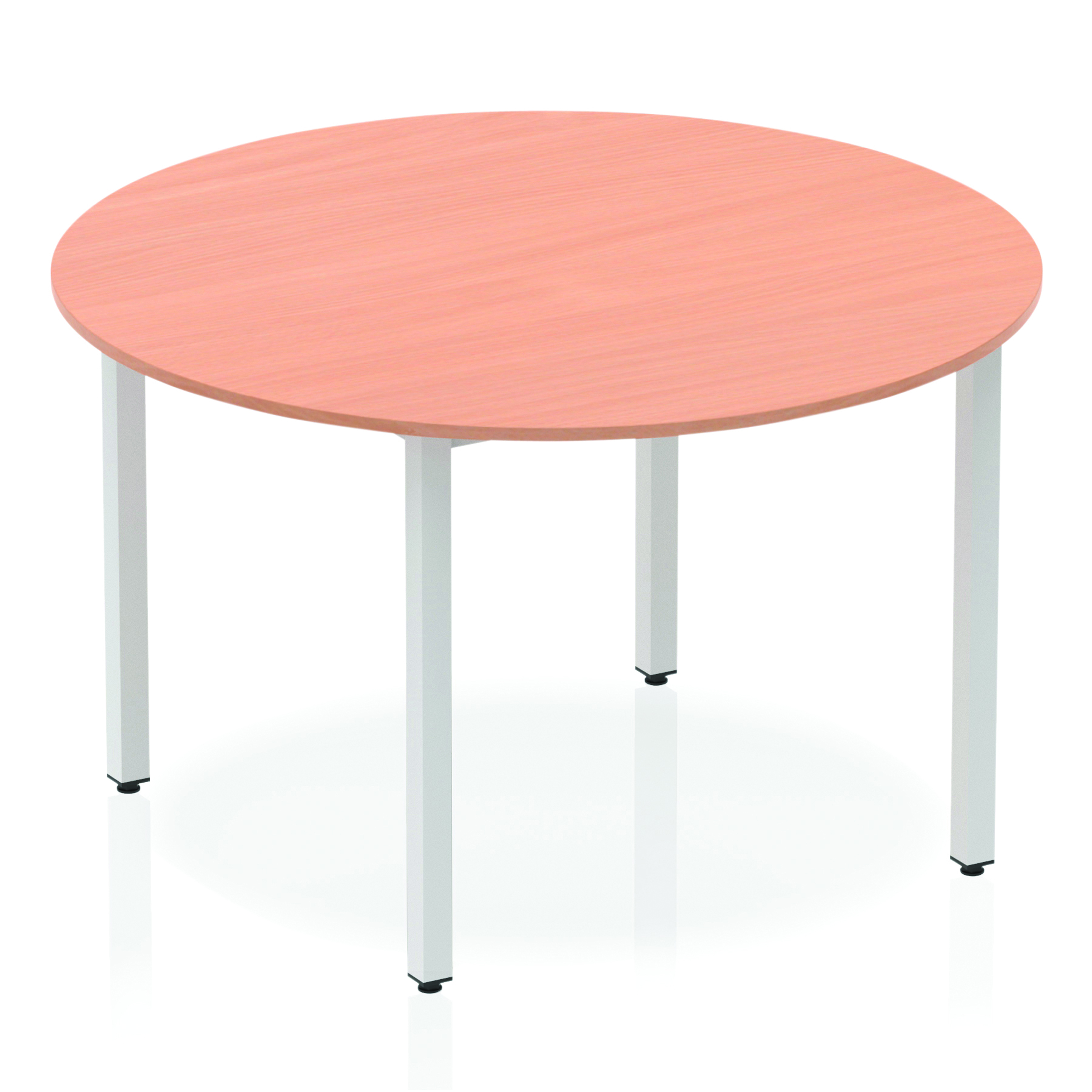 Impulse Round Table With Box Frame Leg — Beech / Silver Frame