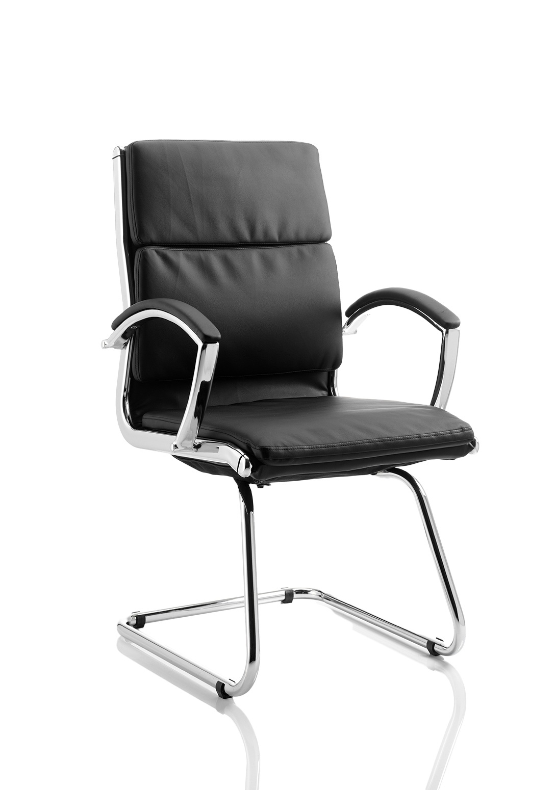 Classic Medium Back Cantilever Visitor Chair with Arms — Black & Chrome