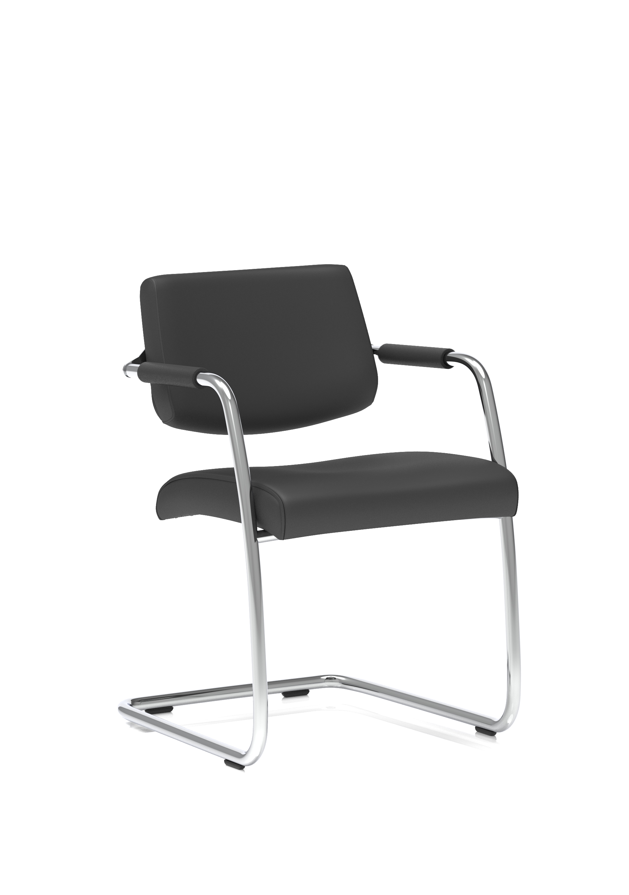 Havanna Medium Back Cantilever Visitor Chair with Arms — Black & Chrome
