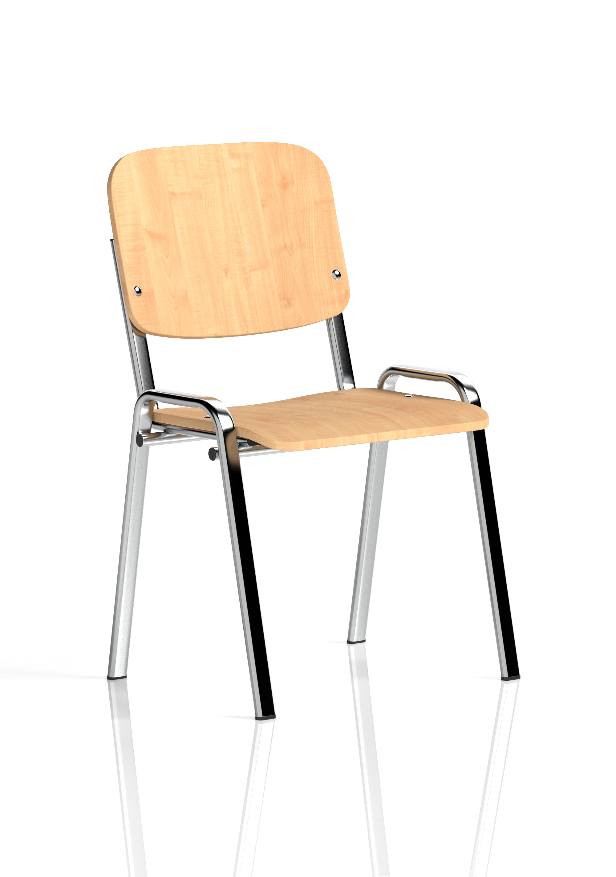 ISO Stacking Visitor/Conference Chair — Beech & Chrome