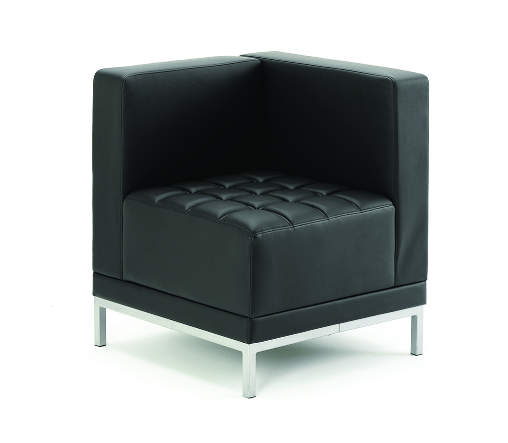 Infinity Modular Corner Unit Sofa Chair — Black & Chrome