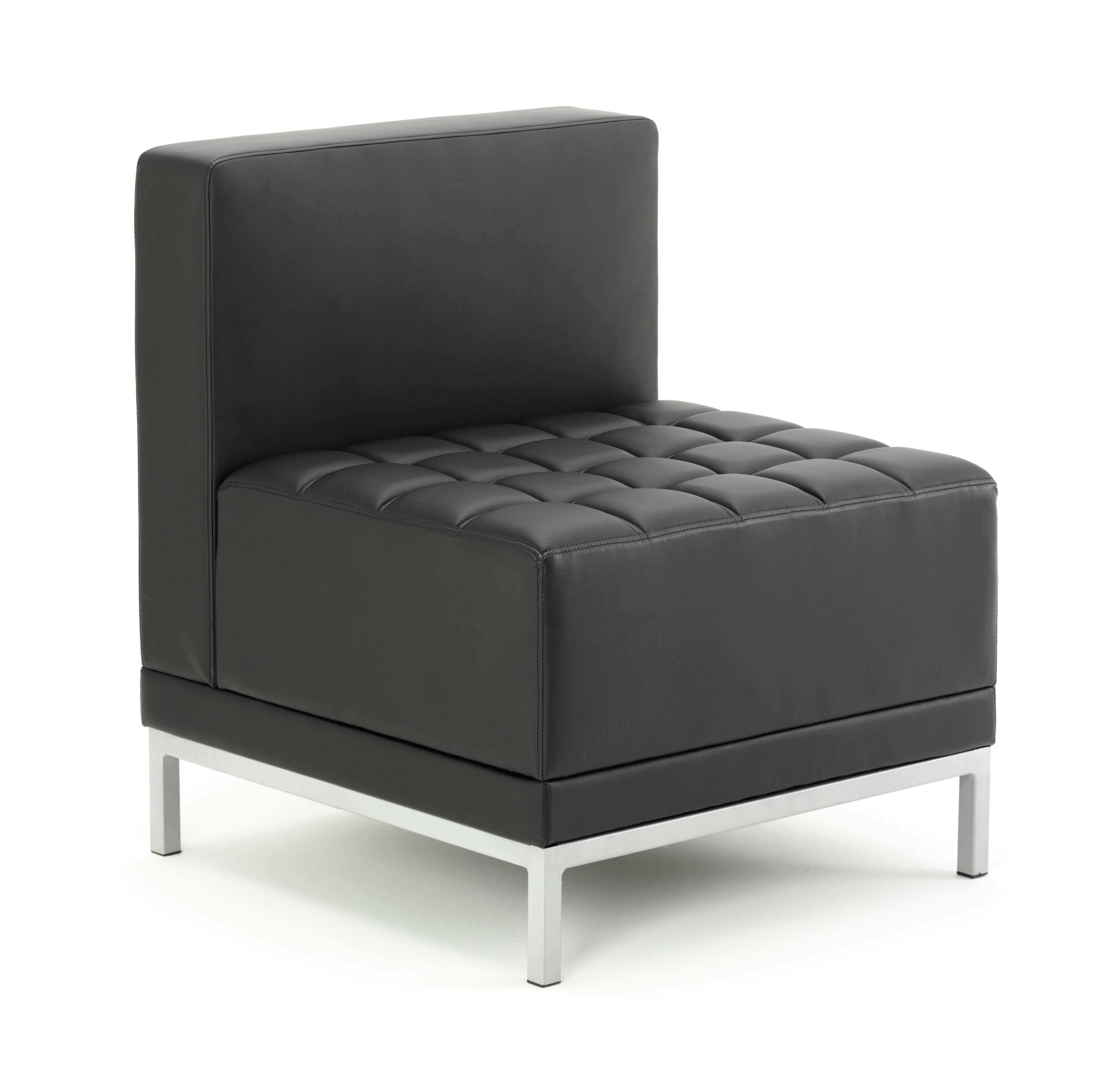 Infinity Modular Straight Back Sofa Chair — Black & Chrome