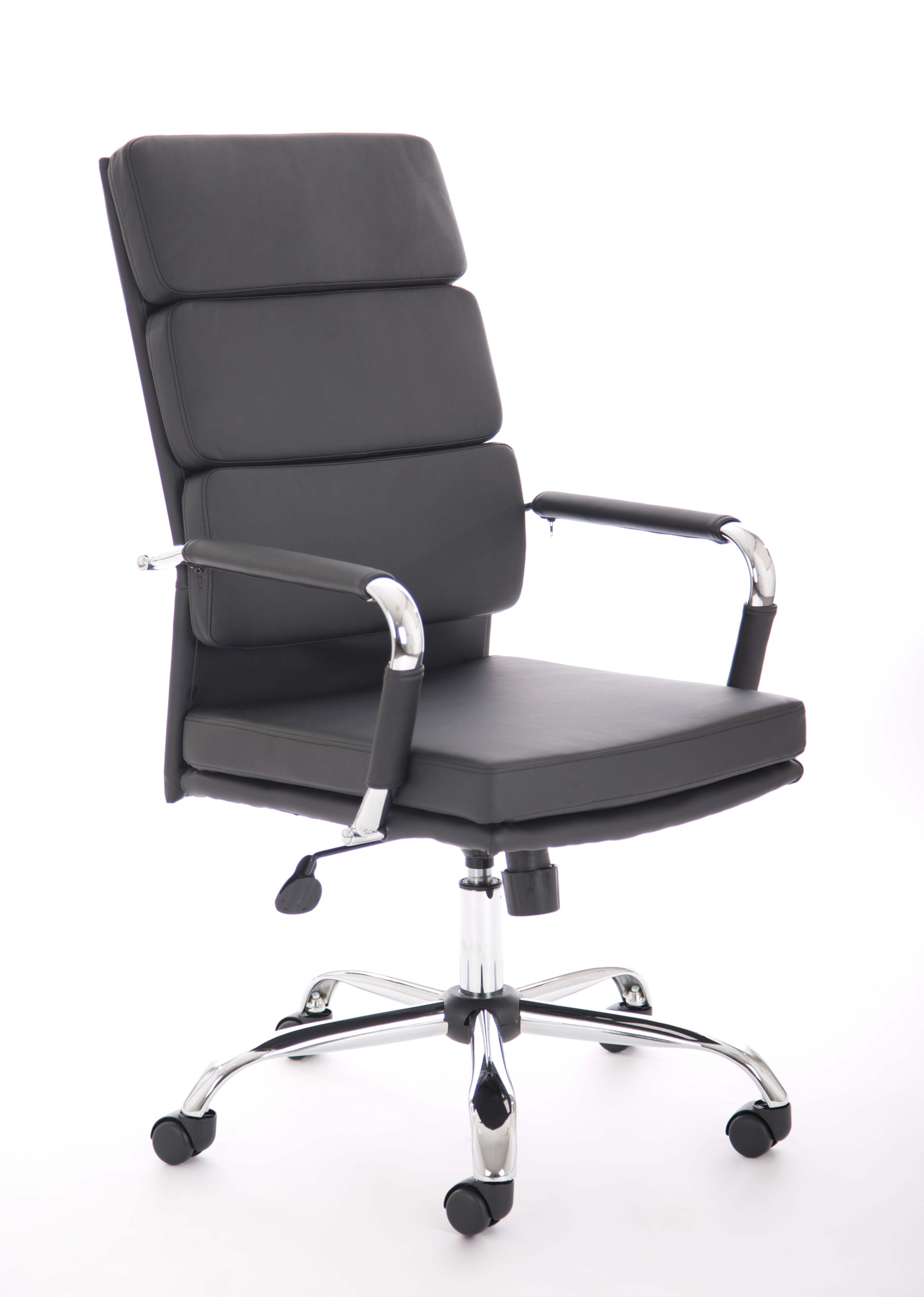 Advocate Medium Back Bonded Leather Executive Office Chair with Arms — Black & Chrome