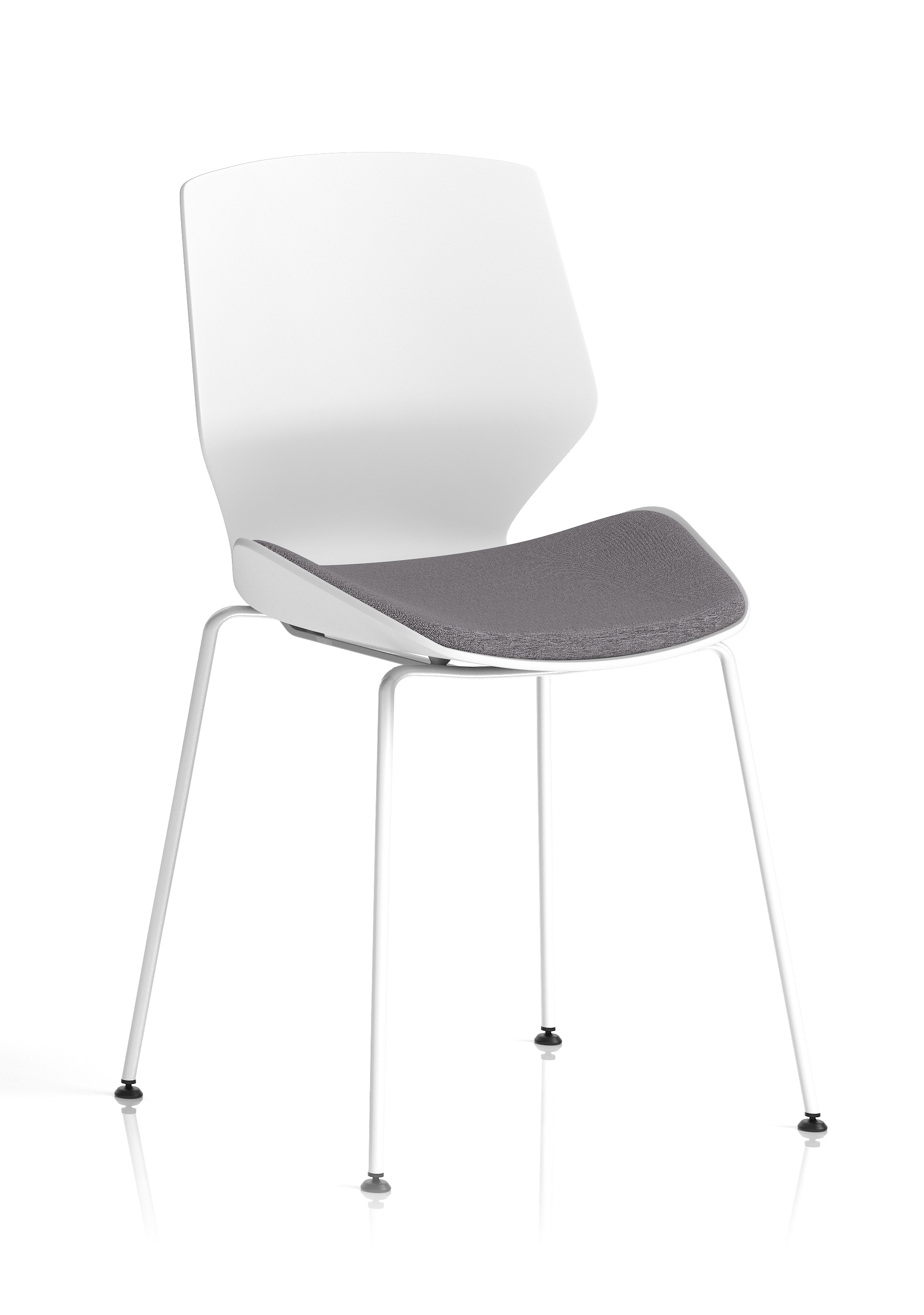 Florence White Frame Fabric Seat Visitor Chair — Grey & White