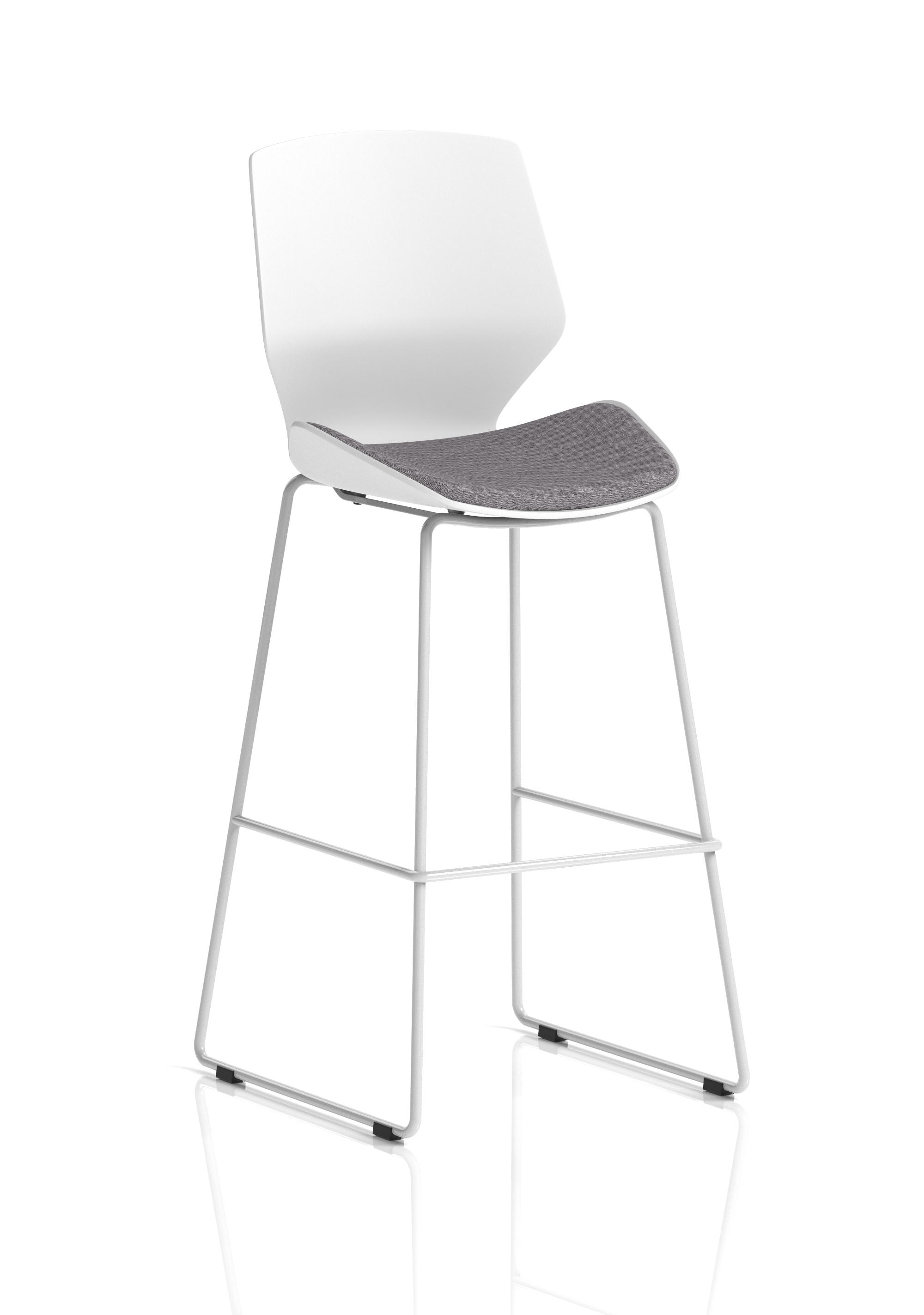 Florence White Frame Fabric Seat High Stool Chair — Grey & White