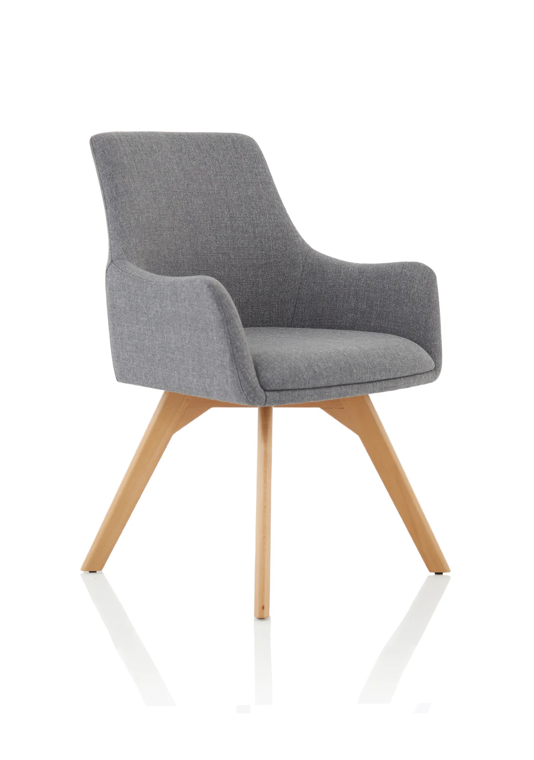 Carmen Grey Fabric Wooden Leg Visitor Chair — Grey & Wooden