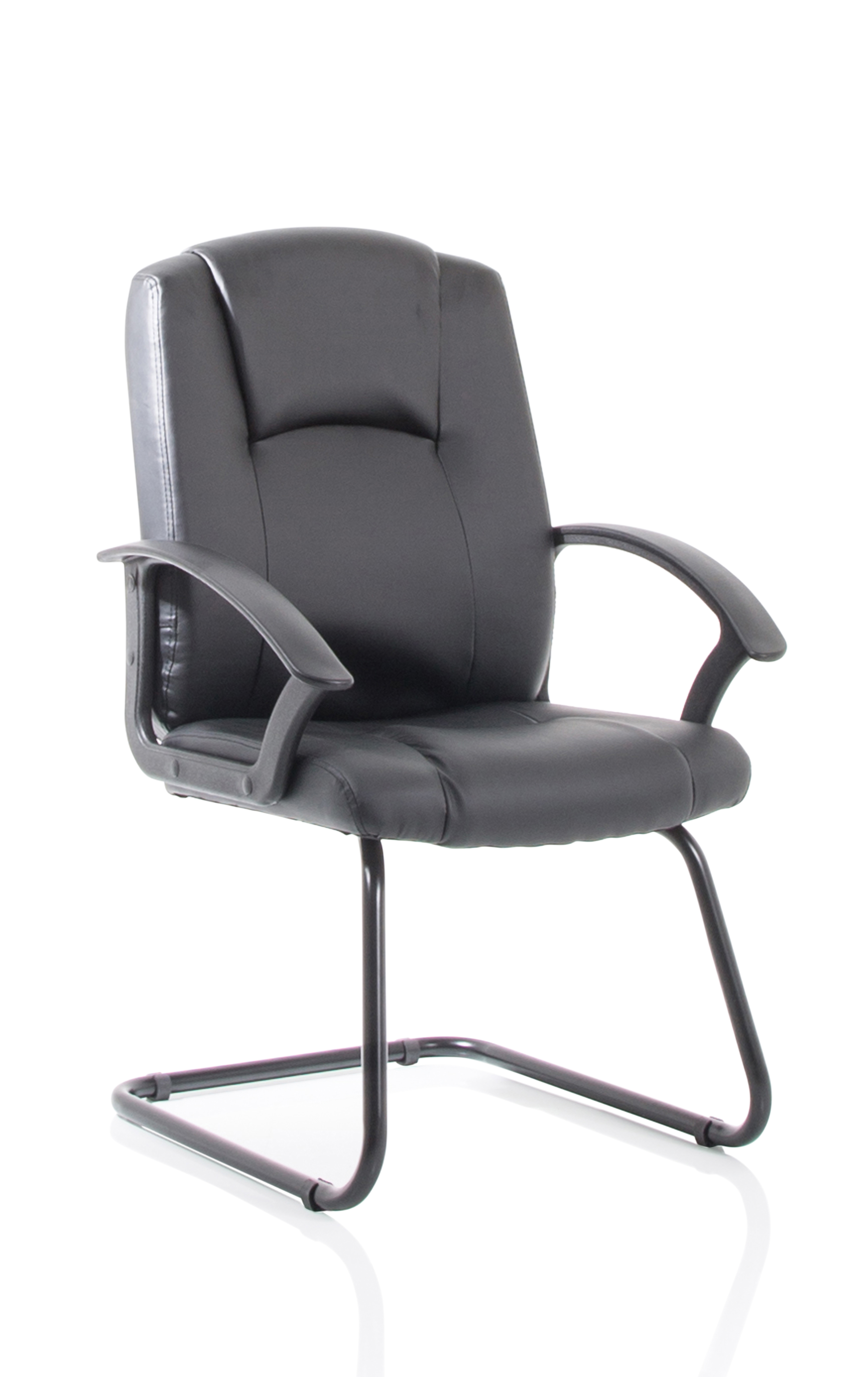 Bella Medium Back Black Bonded Leather Black Frame Cantilever Visitor Chair — Black