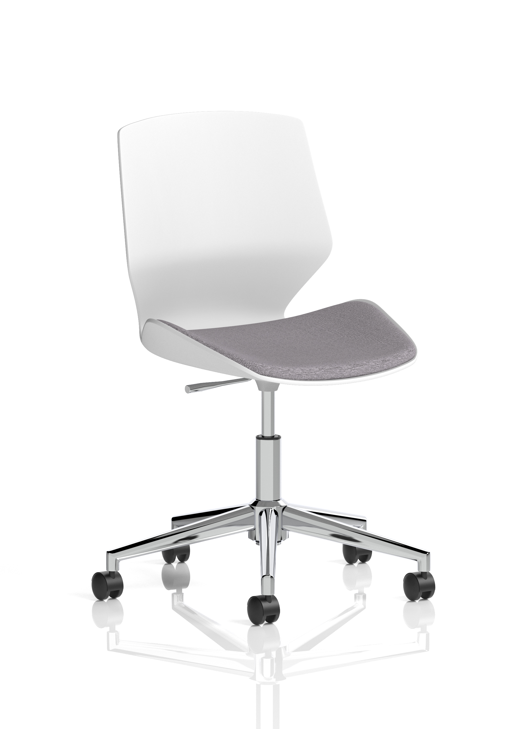 Florence 5 Star Base White Frame Fabric Visitor Chair — Dark Grey & White / Chrome Frame