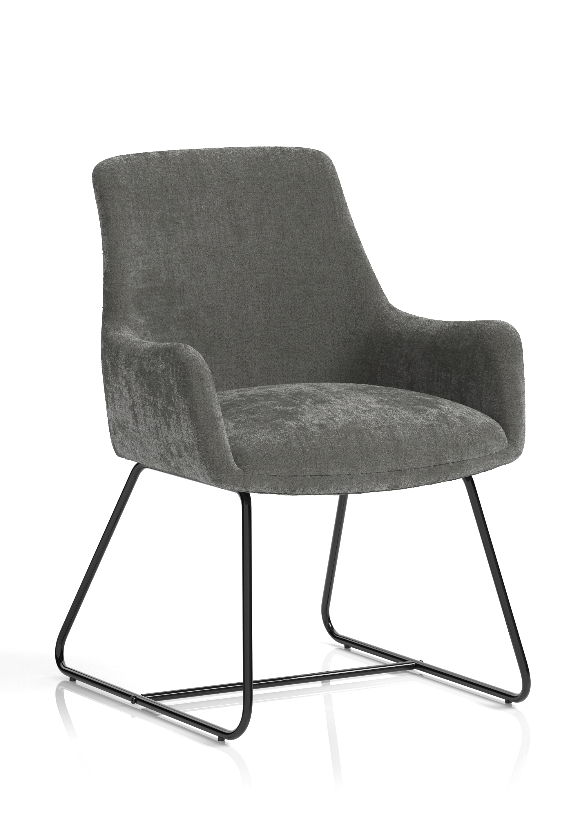 Quote Sled Base Office Reception Chair — Grey & Black