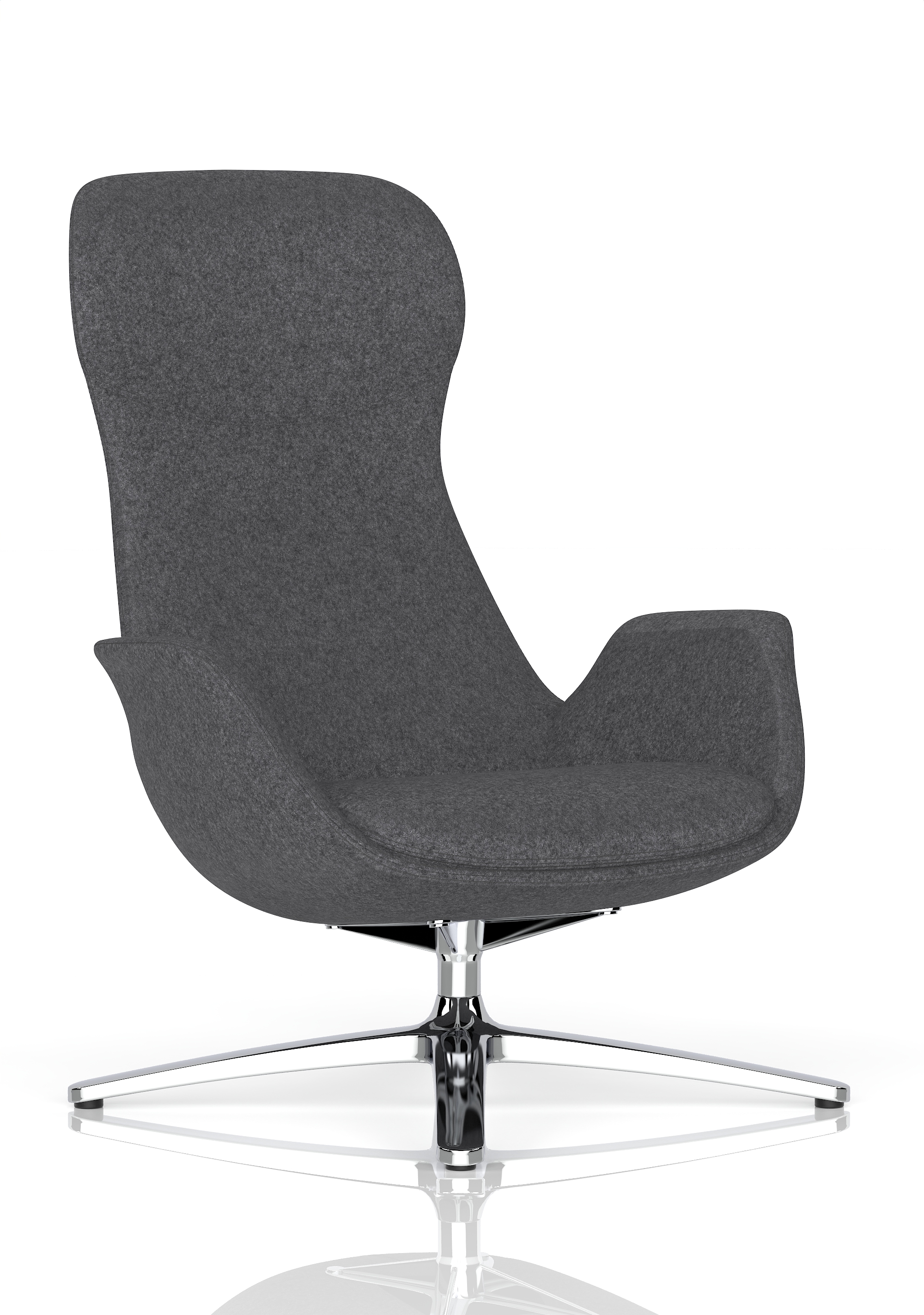 Etta Dark Grey Cashmere Lounge Chair — Dark Grey / Silver Frame