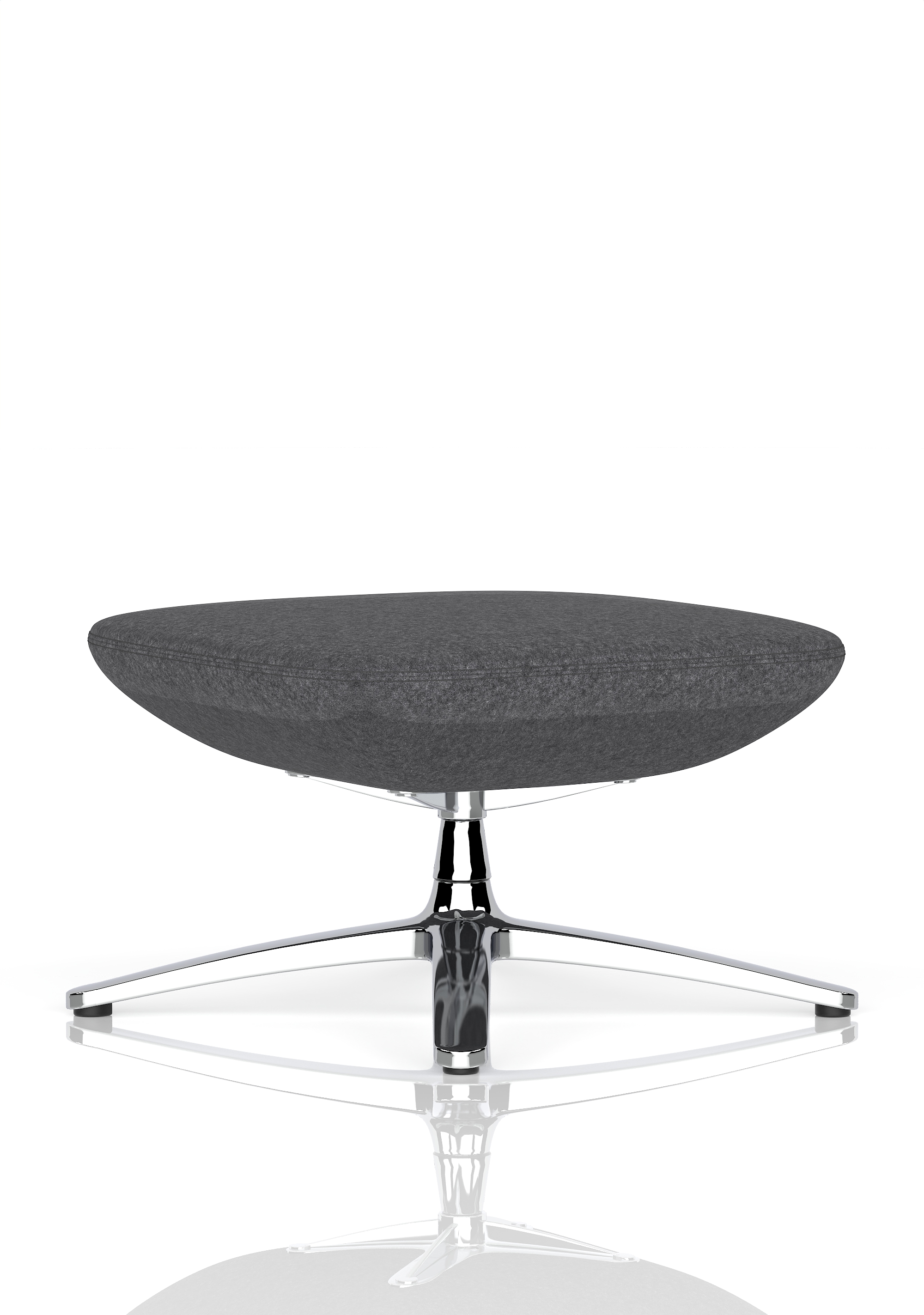 Etta Dark Grey Cashmere Footstool — Dark Grey / Silver Frame