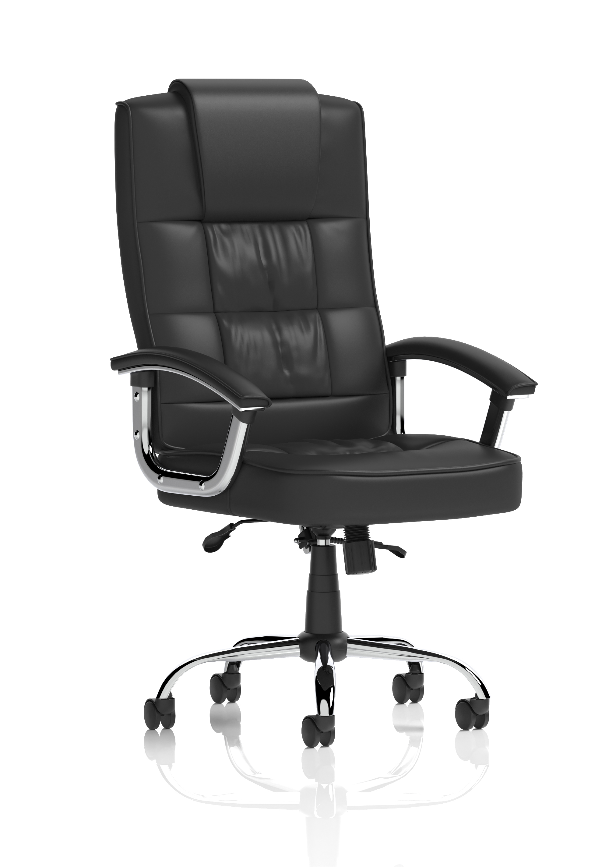 Moore Deluxe High Back Black Executive Office Chair with Arms — Black & Chrome