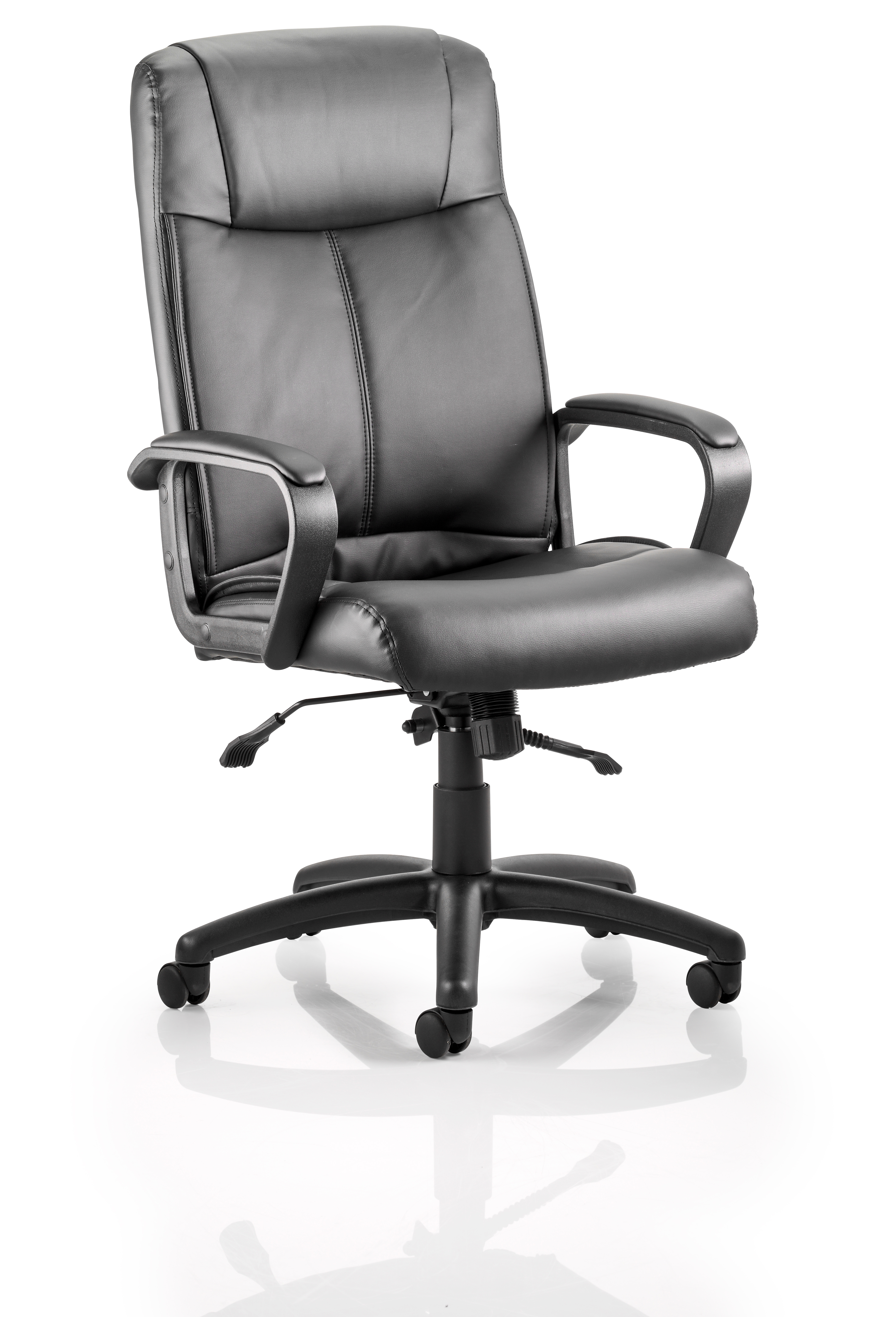Plaza High Back Executive Black Leather Office Chair with Arms — Black