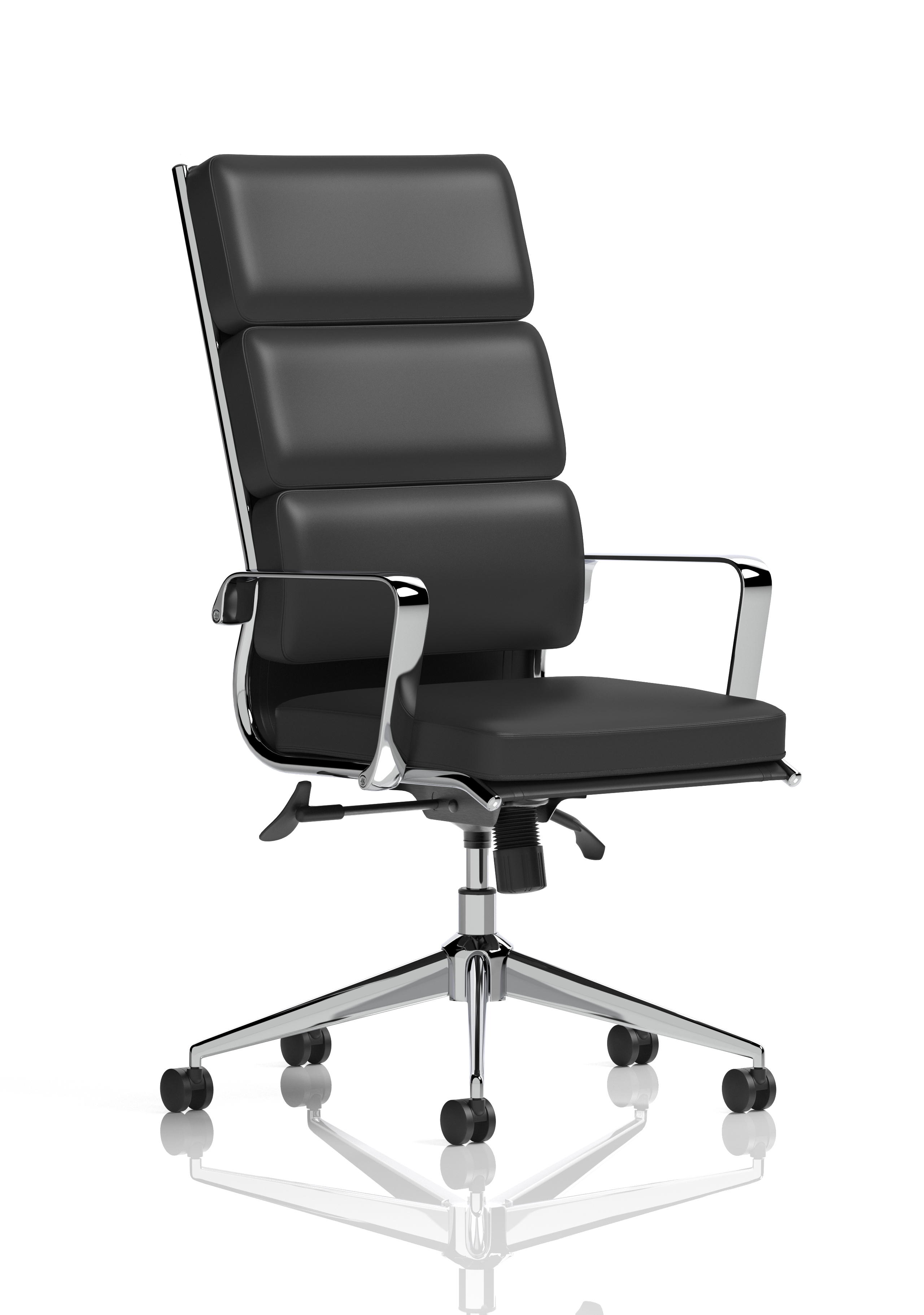 Savoy High Back Executive Black Leather Office Chair with Arms — Black & Chrome