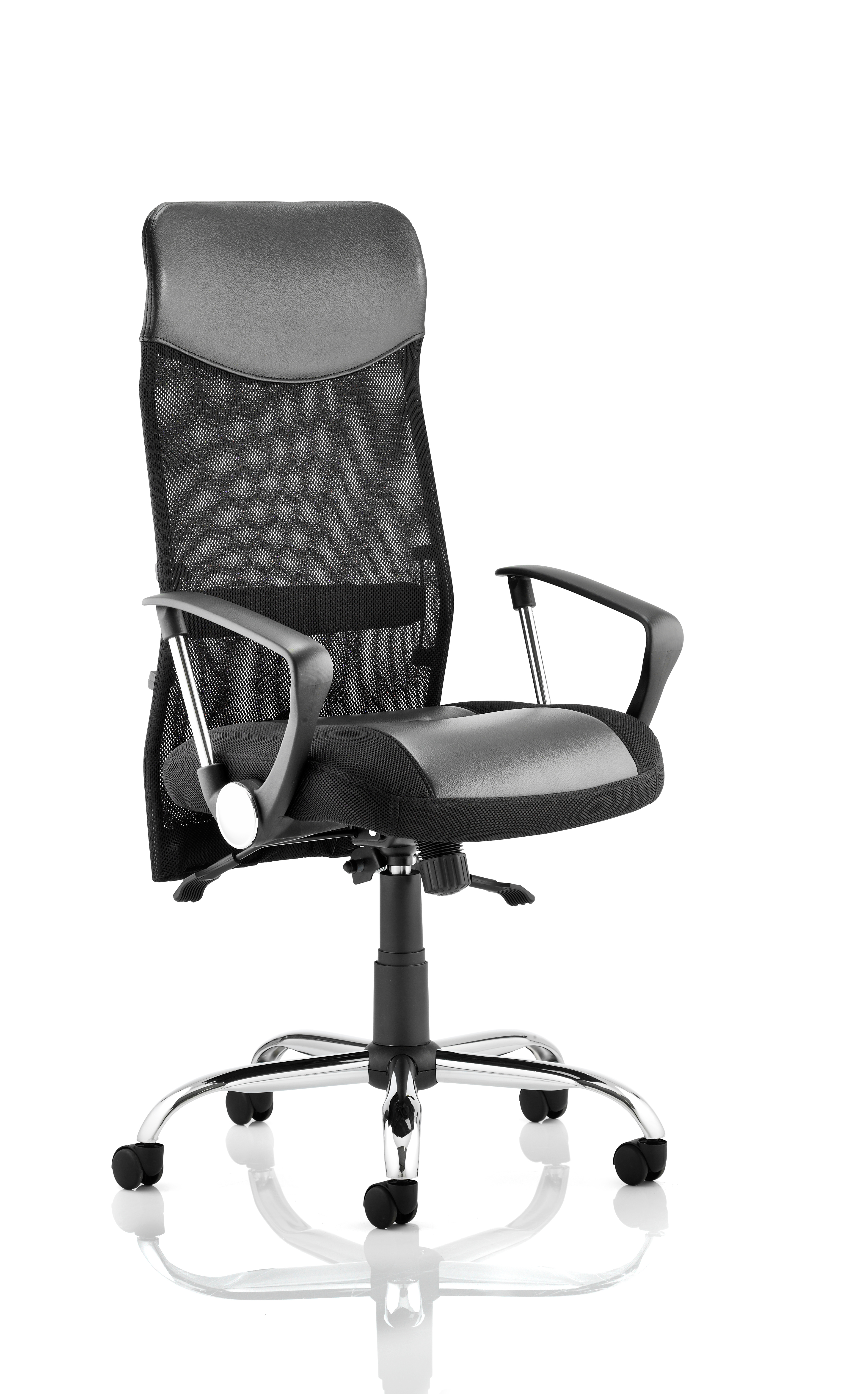 Vegas High Back Black Executive Office Chair with Arms — Black & Chrome