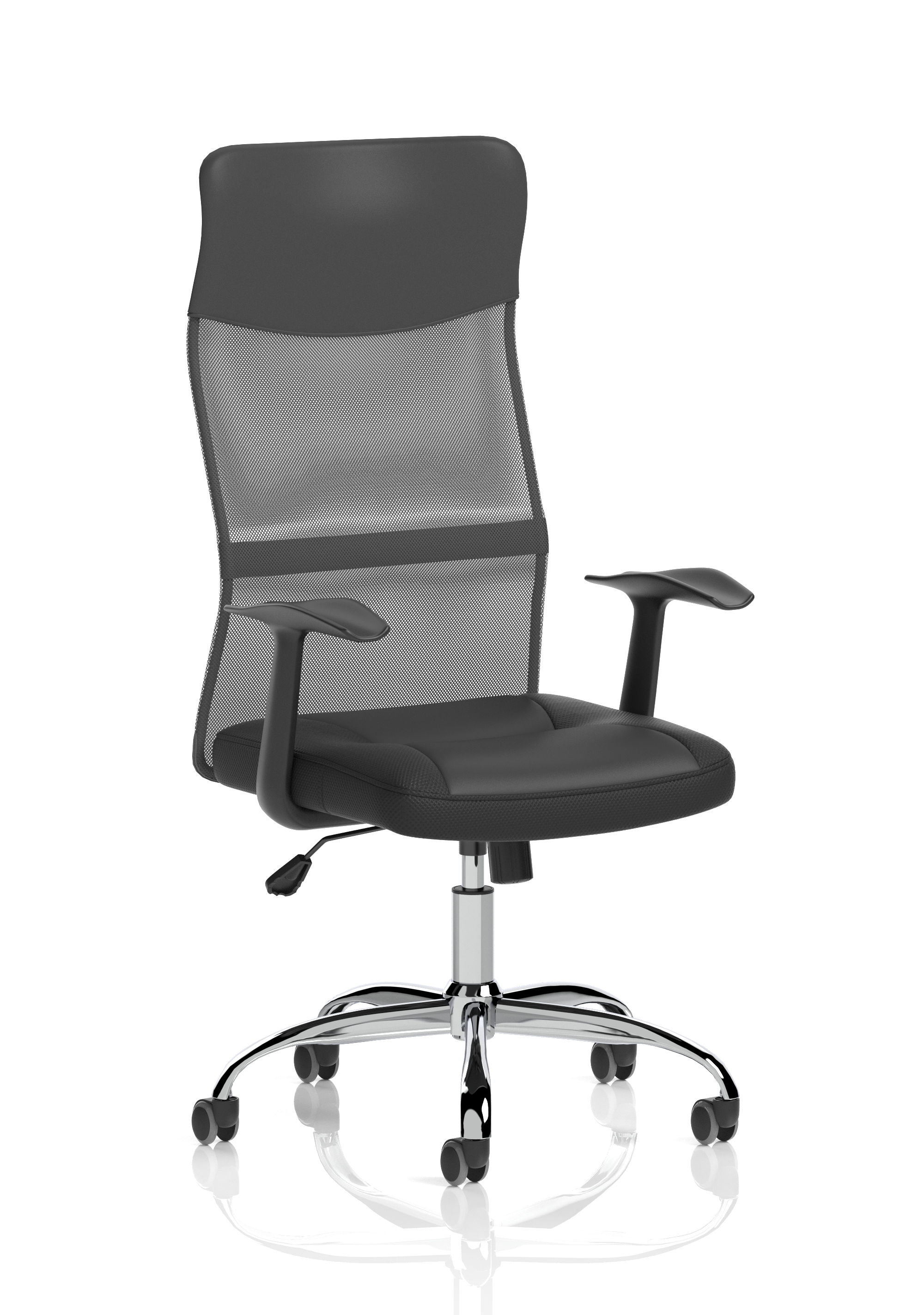 Vegalite High Mesh Back Black Executive Office Chair with Arms — Black & Chrome