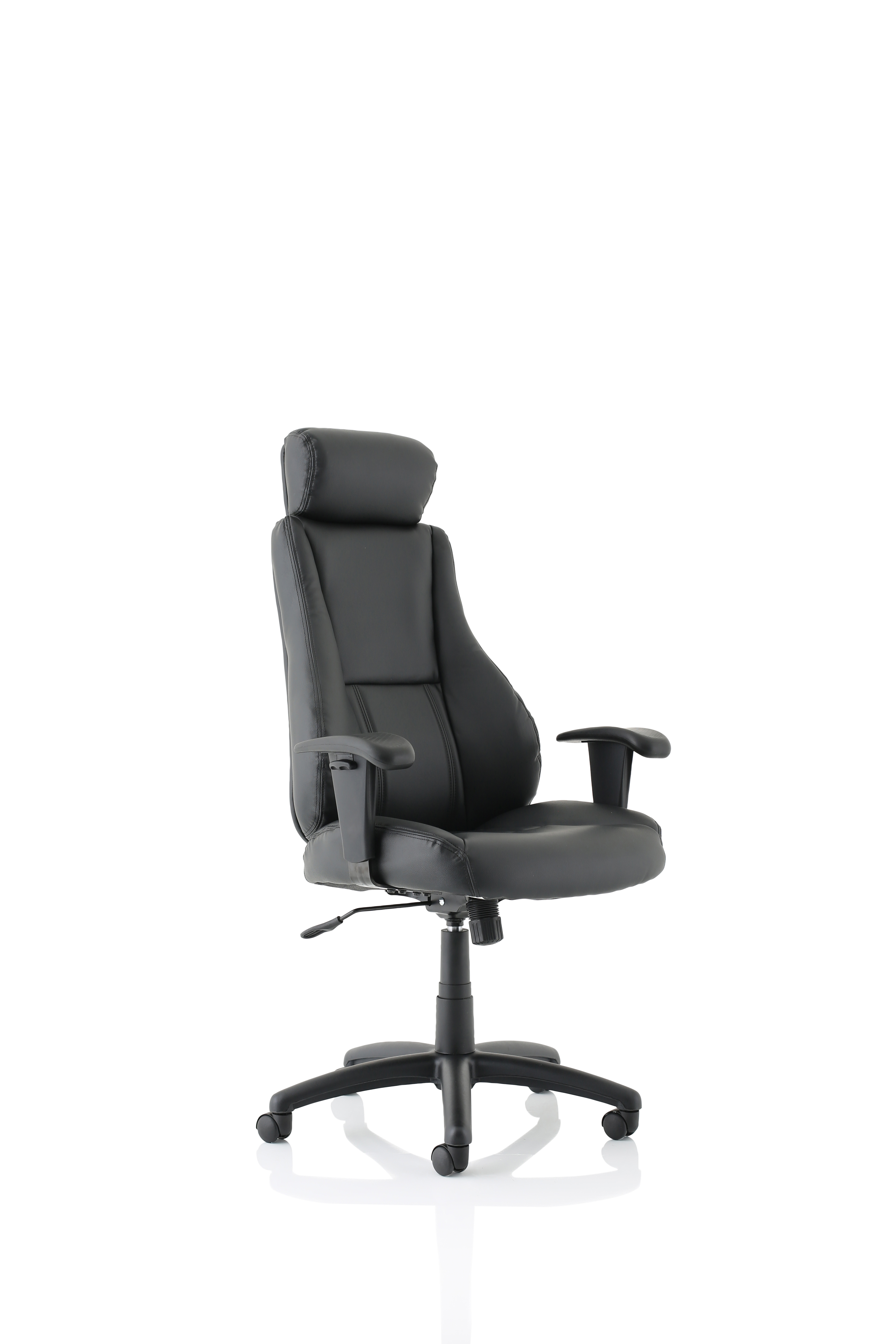 Winsor Medium Back Executive Black Leather Office Chair with Arms — Black