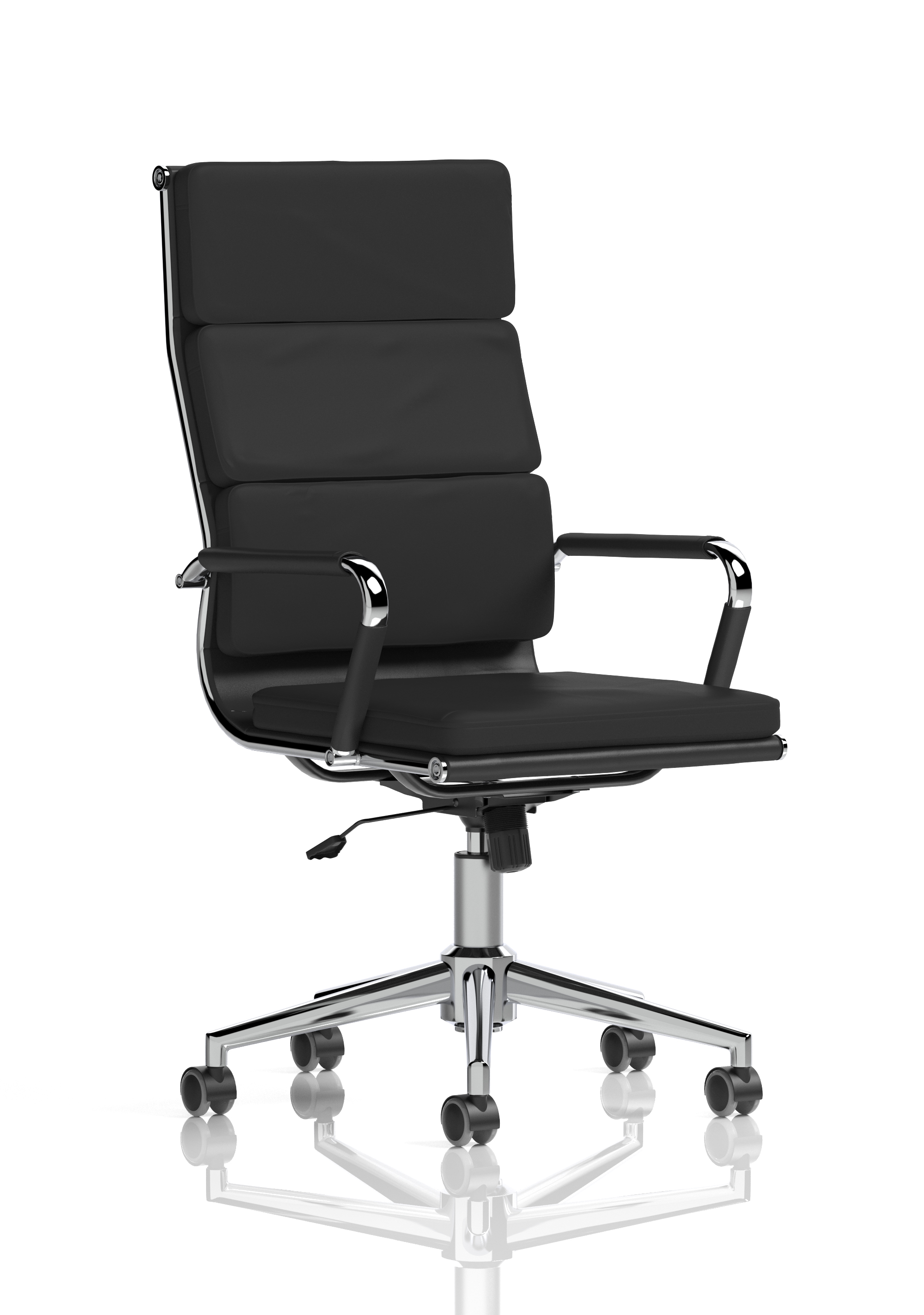 Hawkes High Back Black Leather Executive Office Chair with Arms — Black & Chrome