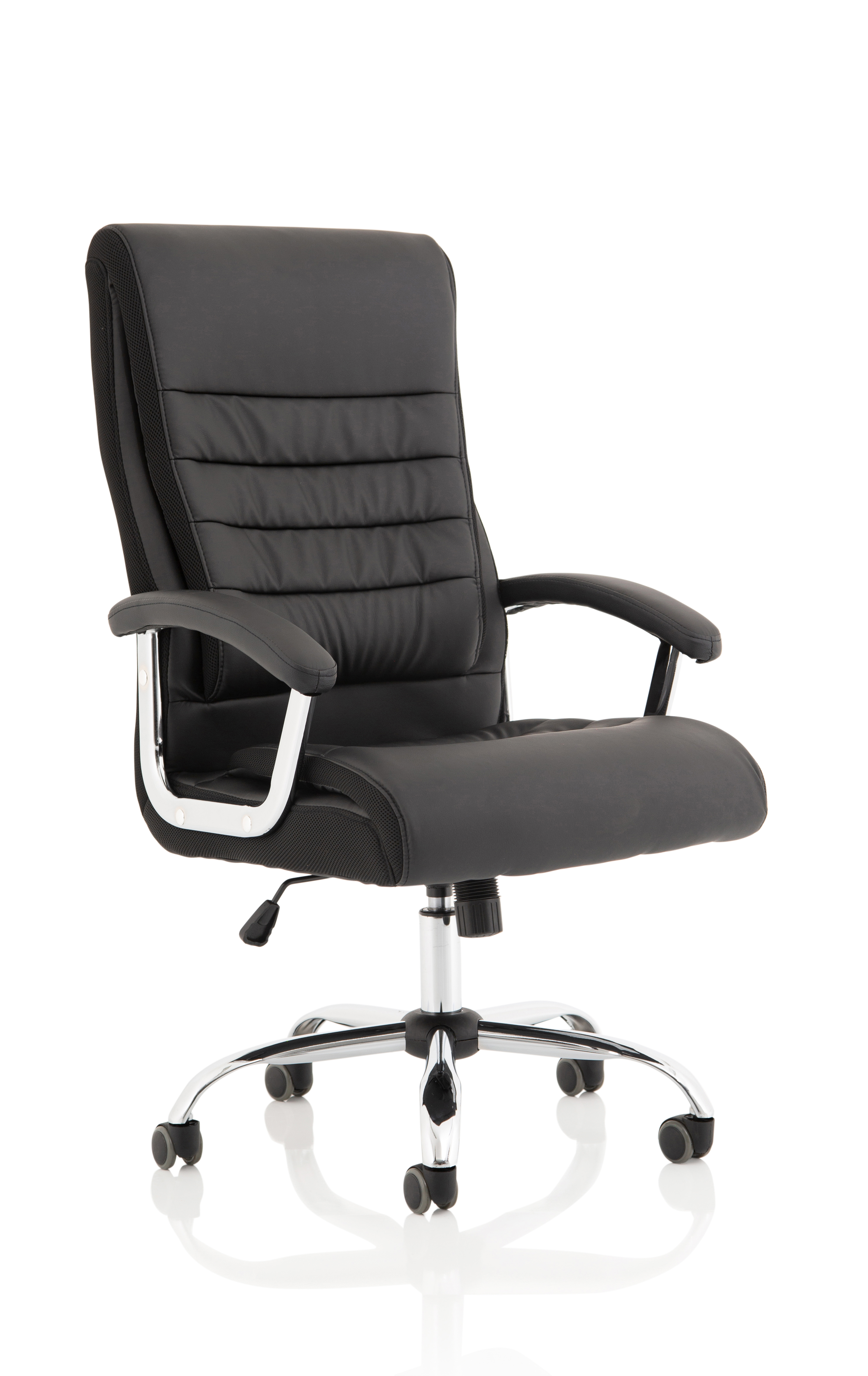Dallas High Back Black Leather Executive Office Chair with Arms — Black & Chrome