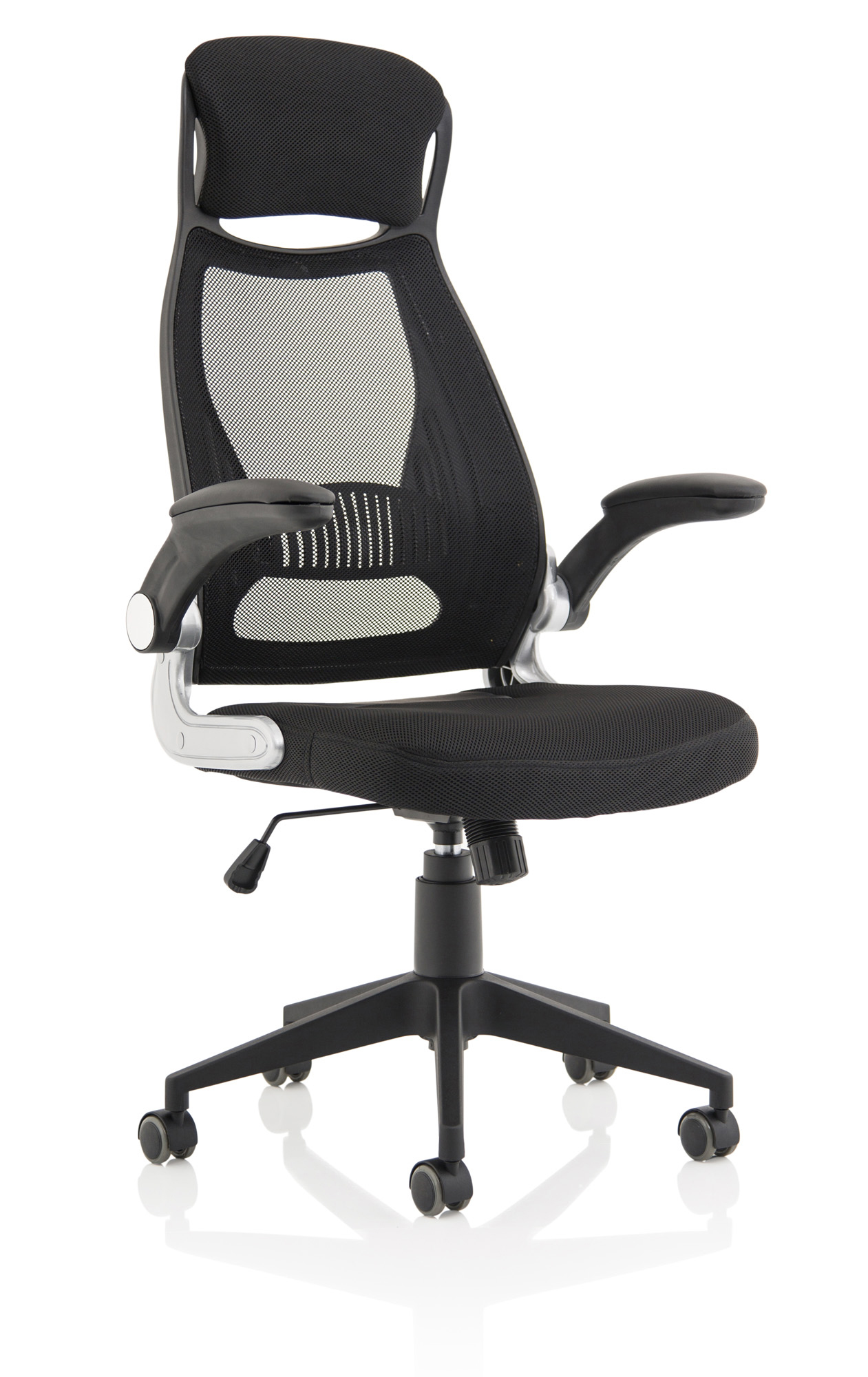 Saturn High Mesh Back Black Executive Office Chair with Arms — Black