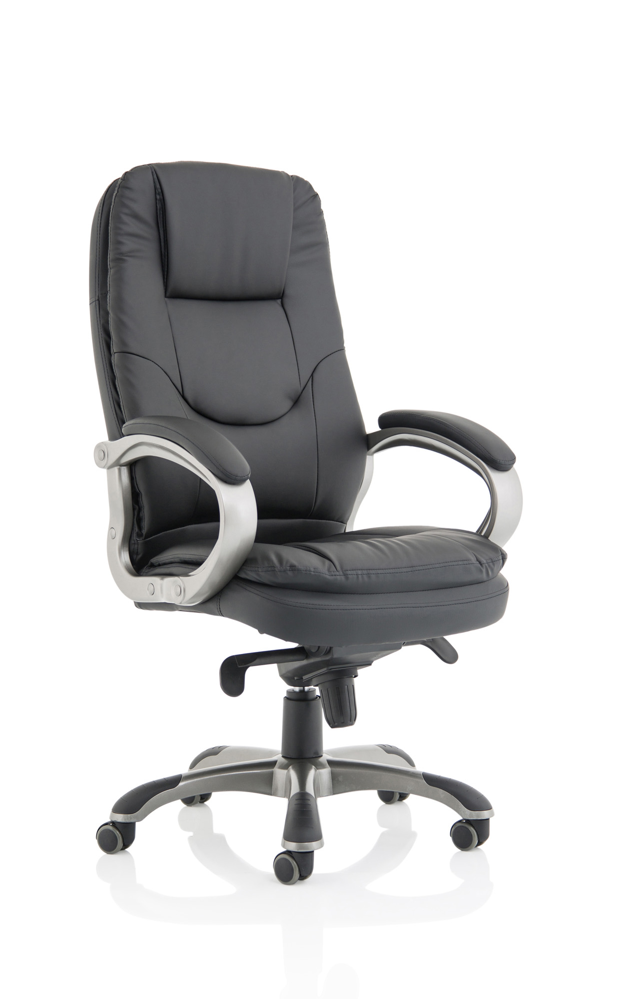 Oscar High Back Black Executive Office Chair with Arms — Black & Chrome