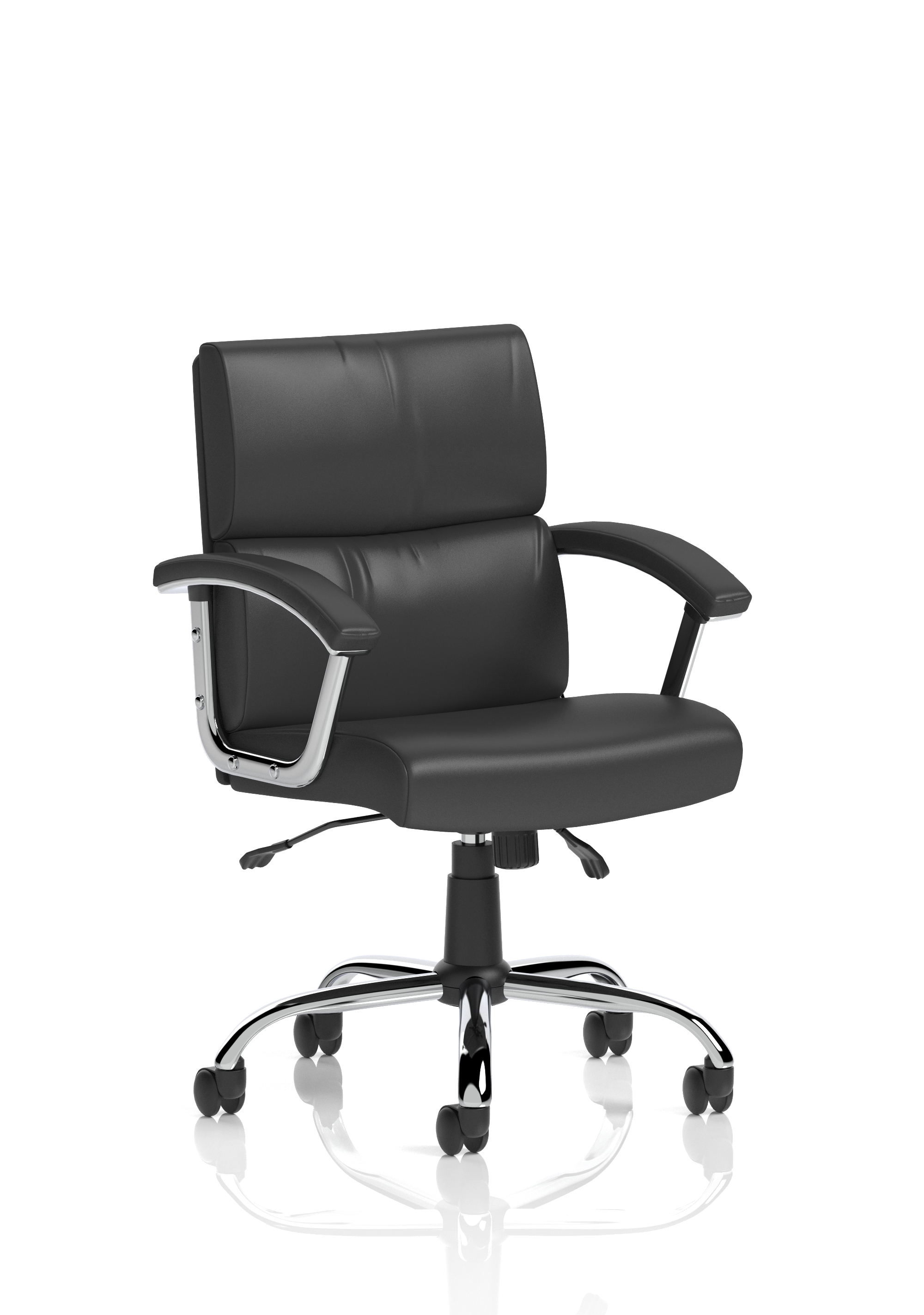 Desire Medium Back Leather Executive Office Chair with Arms — Black & Chrome