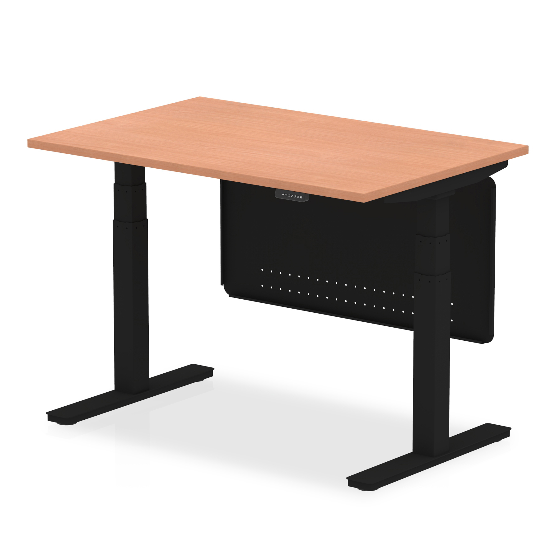 Air Height Adjustable Desk without Cable Ports with Steel Modesty Panel — Beech / Black Frame