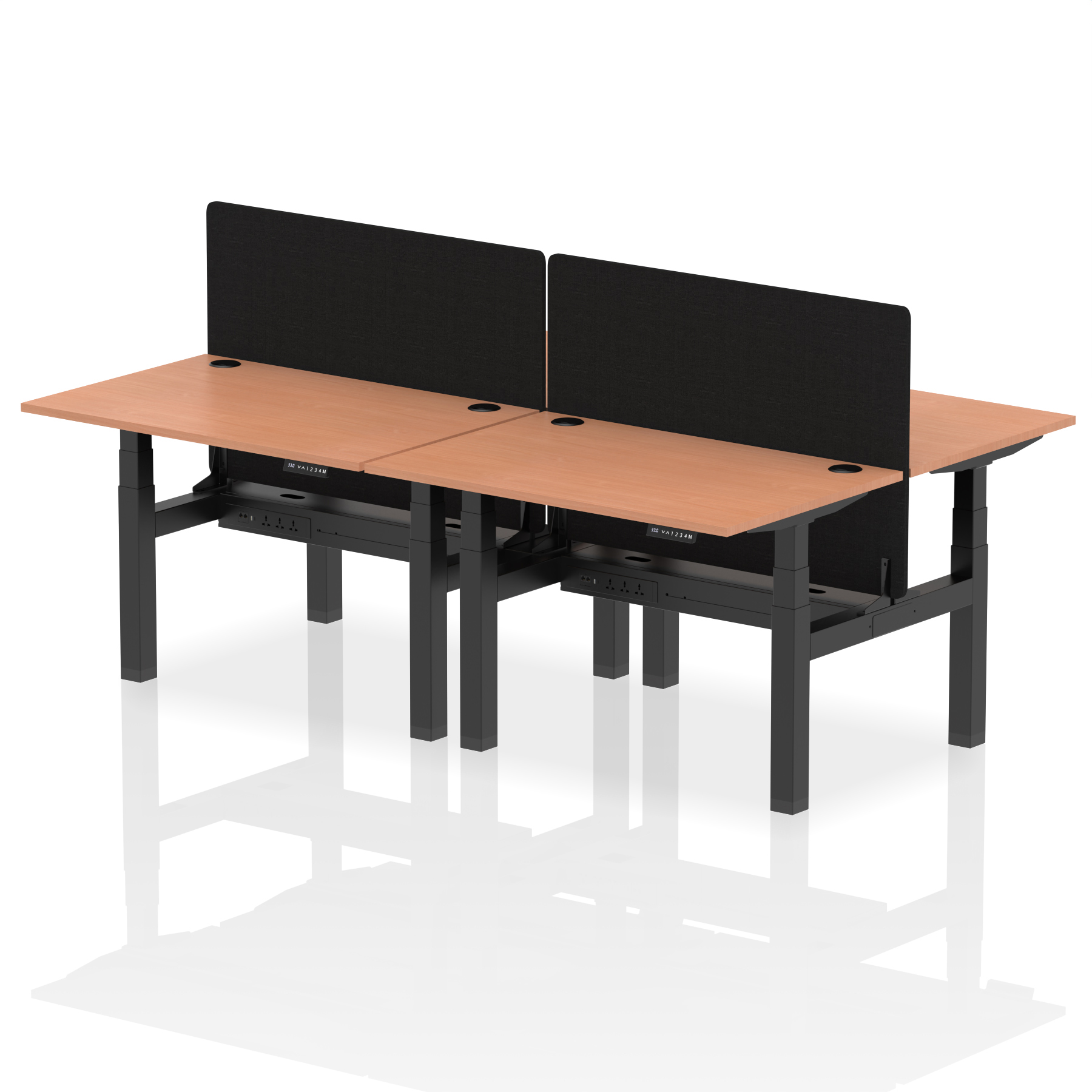 Air Back-to-Back Height Adjustable Bench Desk - 4 Person