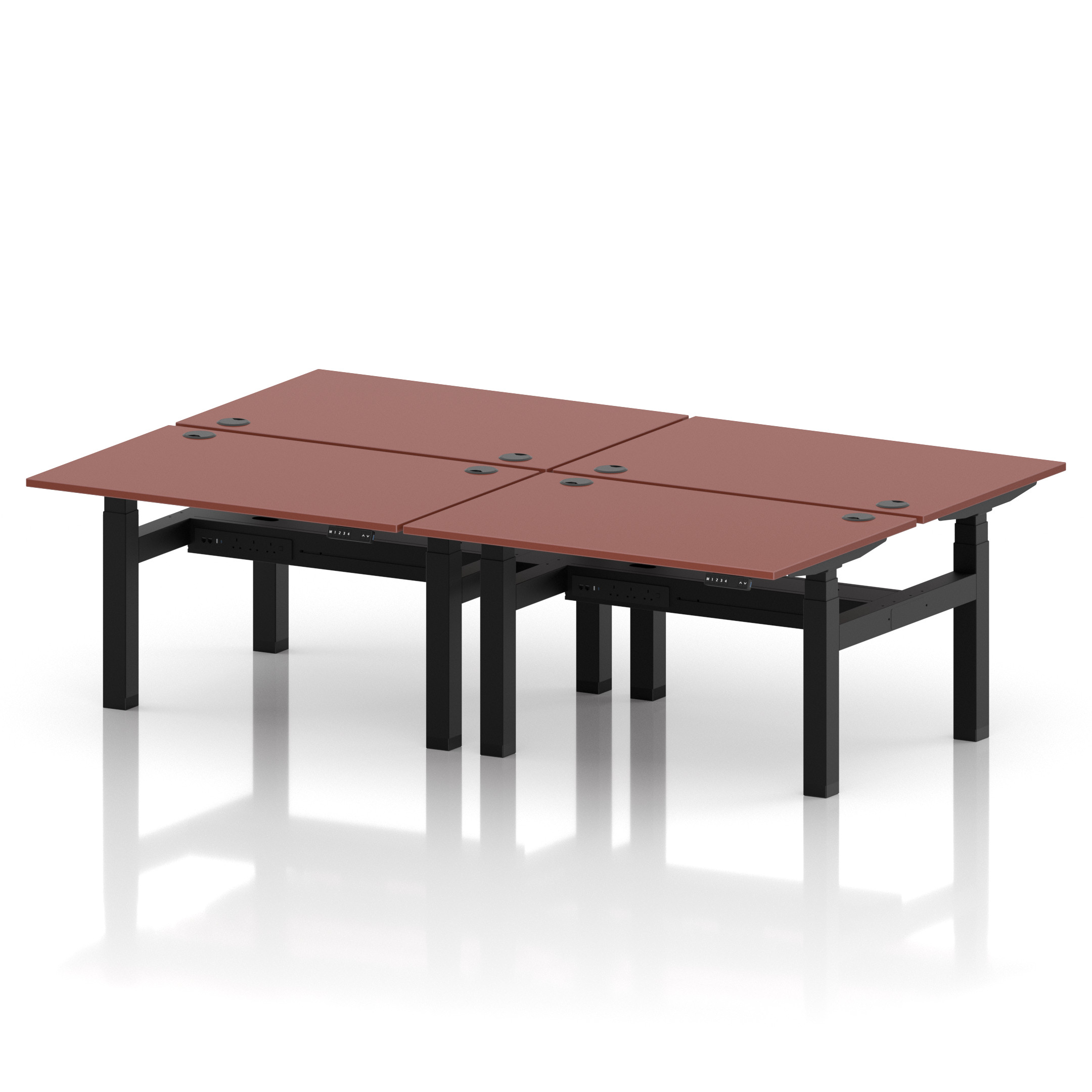 Air Back-to-Back Height Adjustable Bench Desk - 4 Person