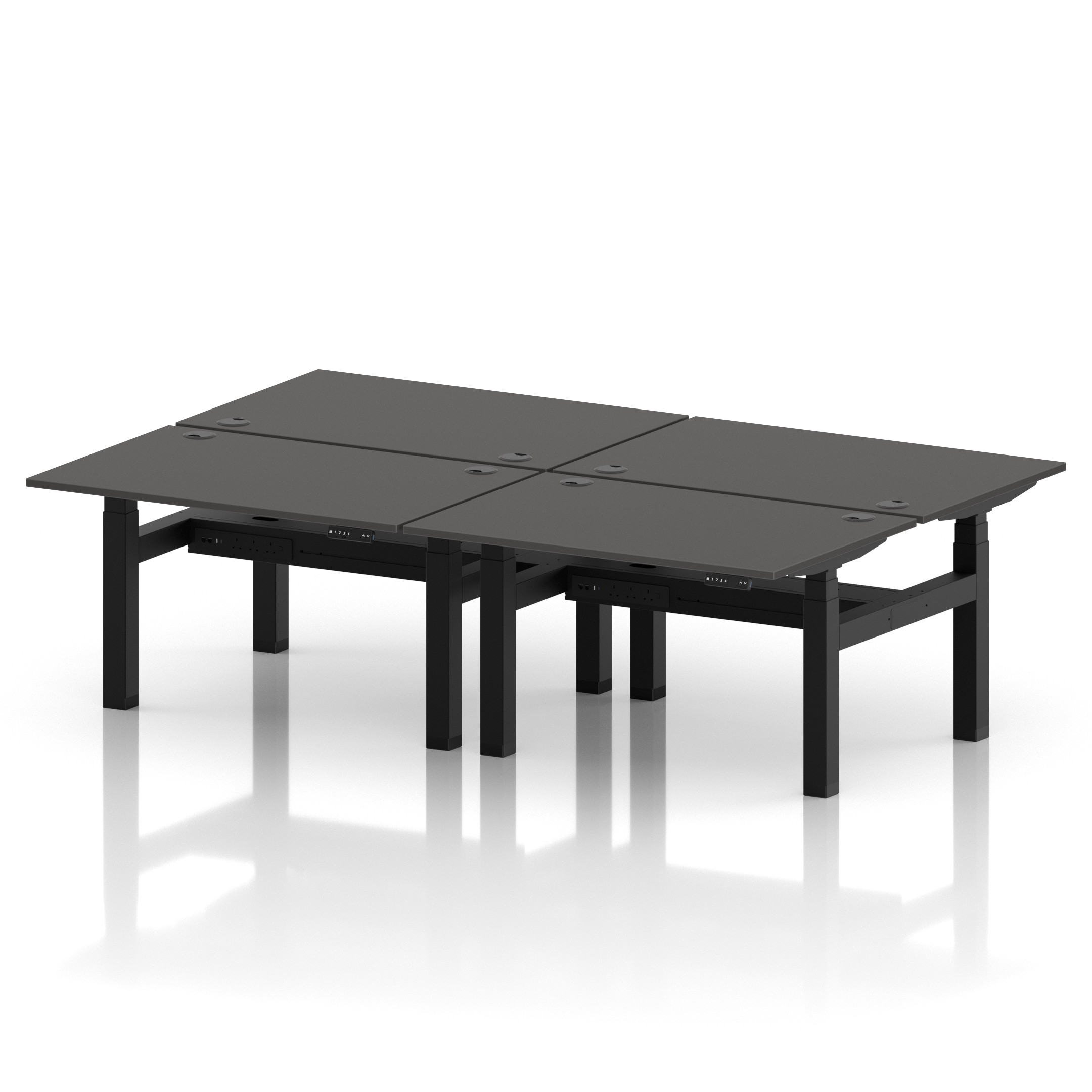 Air Back-to-Back Height Adjustable Bench Desk - 4 Person