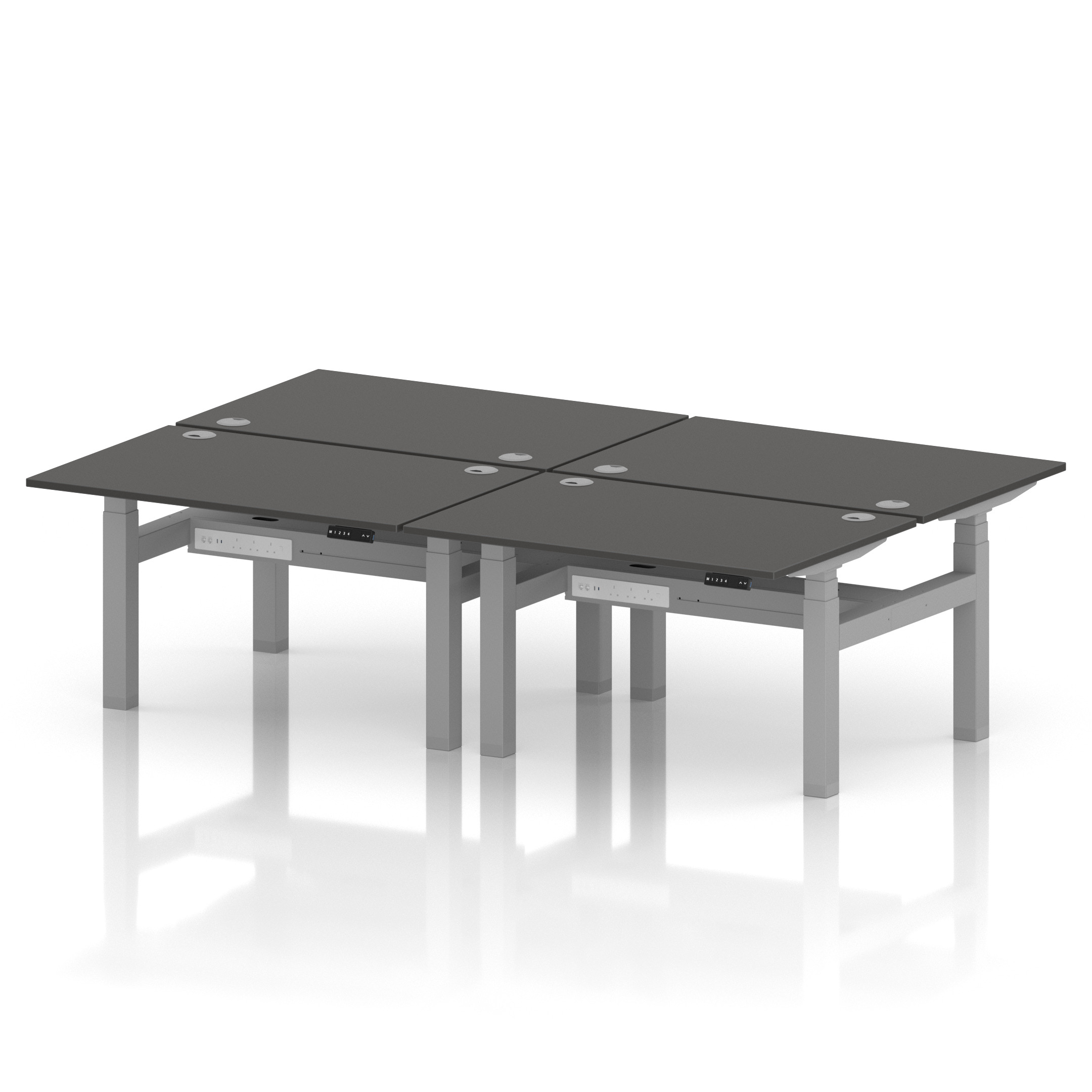 Air Back-to-Back Height Adjustable Bench Desk - 4 Person