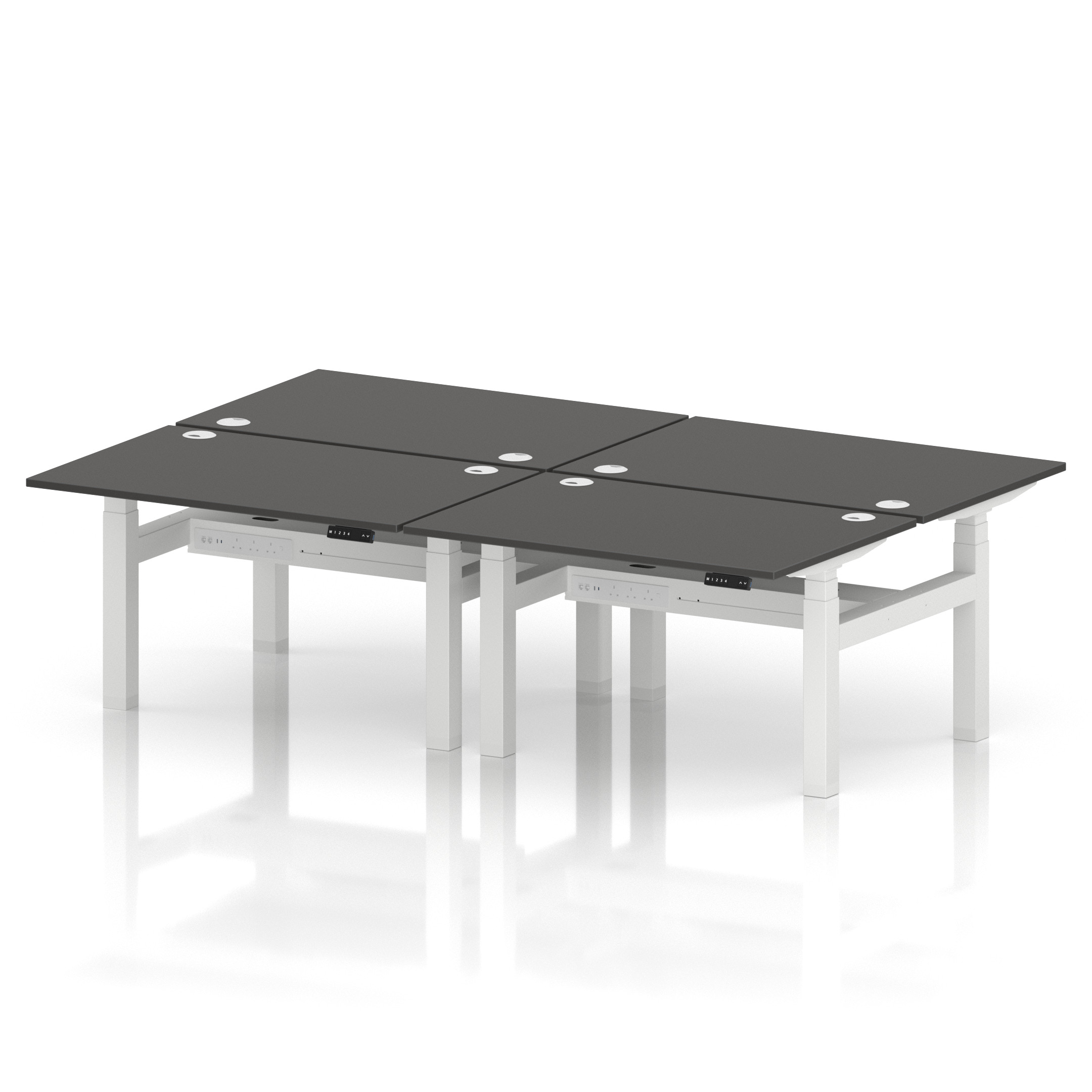 Air Back-to-Back Height Adjustable Bench Desk - 4 Person