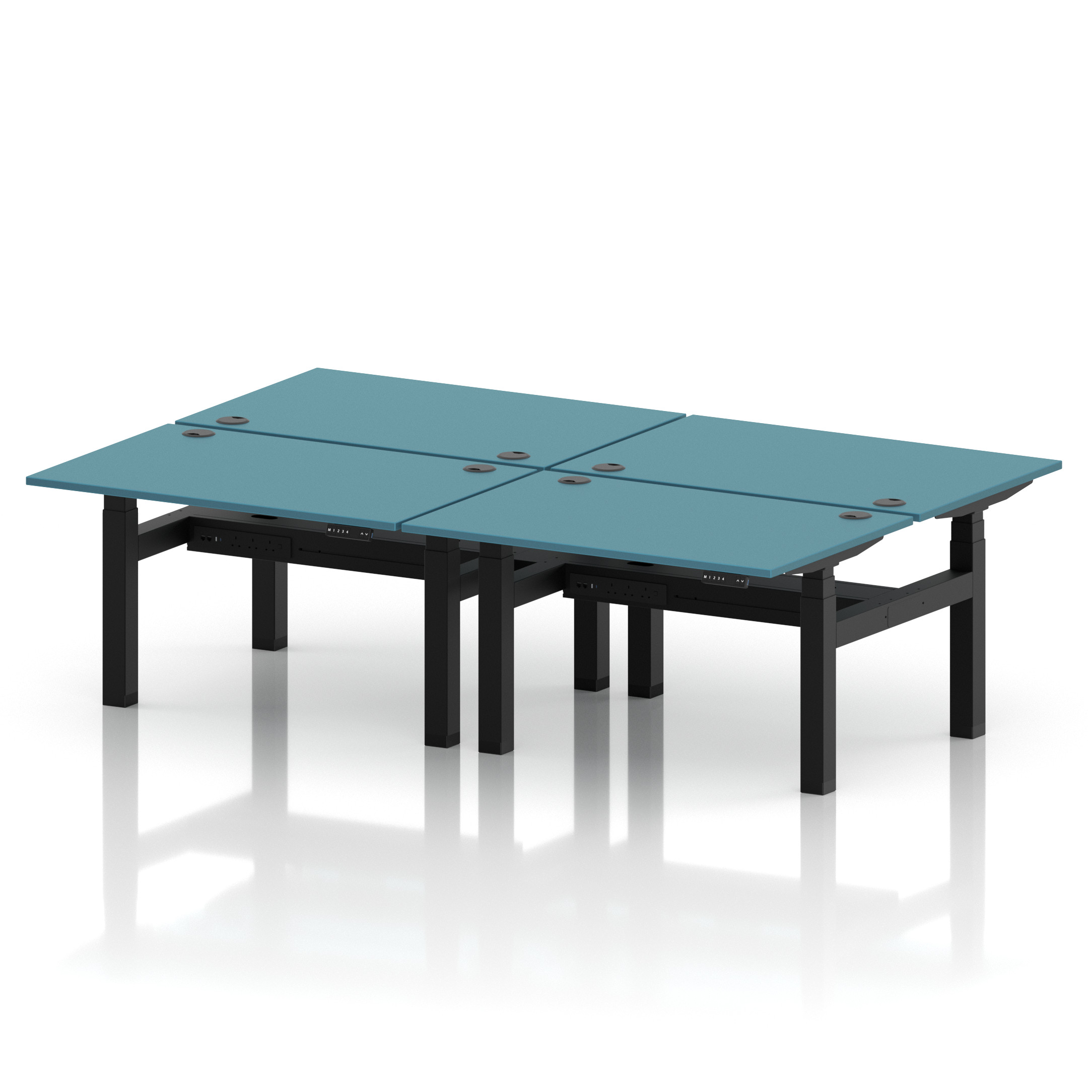Air Back-to-Back Height Adjustable Bench Desk - 4 Person