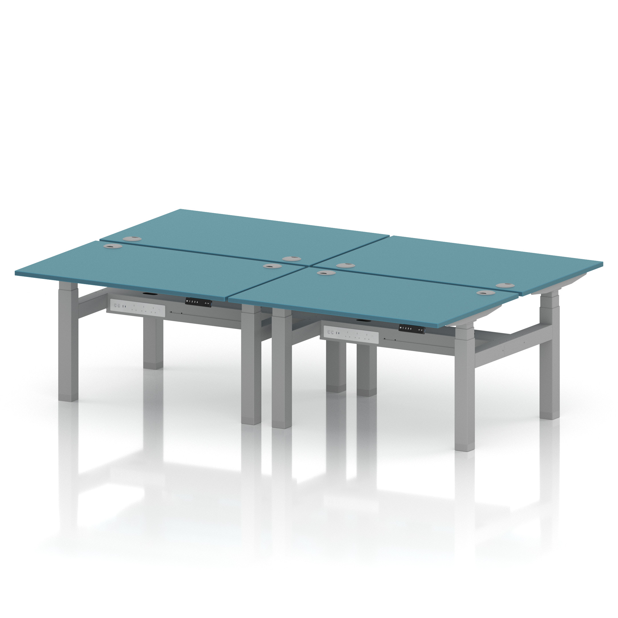 Air Back-to-Back Height Adjustable Bench Desk - 4 Person