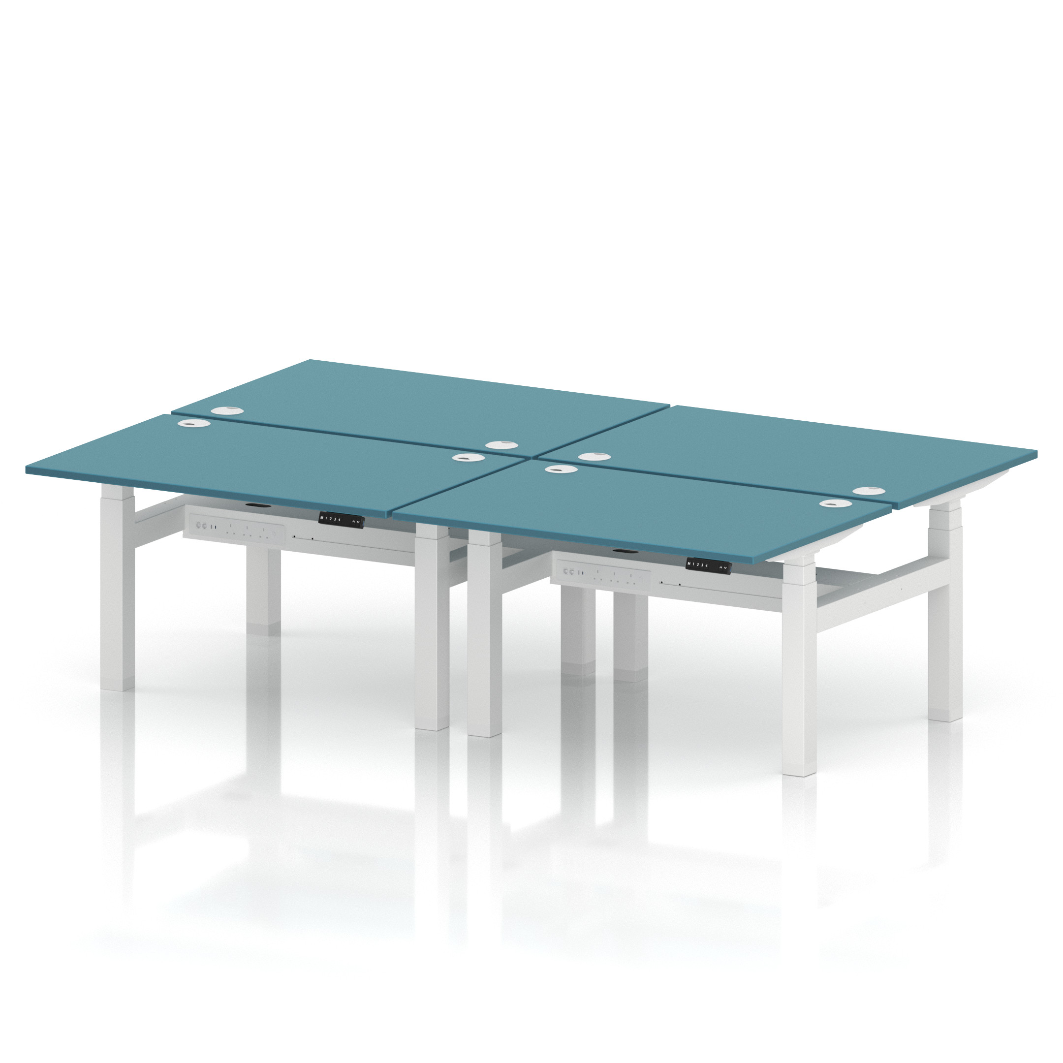 Air Back-to-Back Height Adjustable Bench Desk - 4 Person
