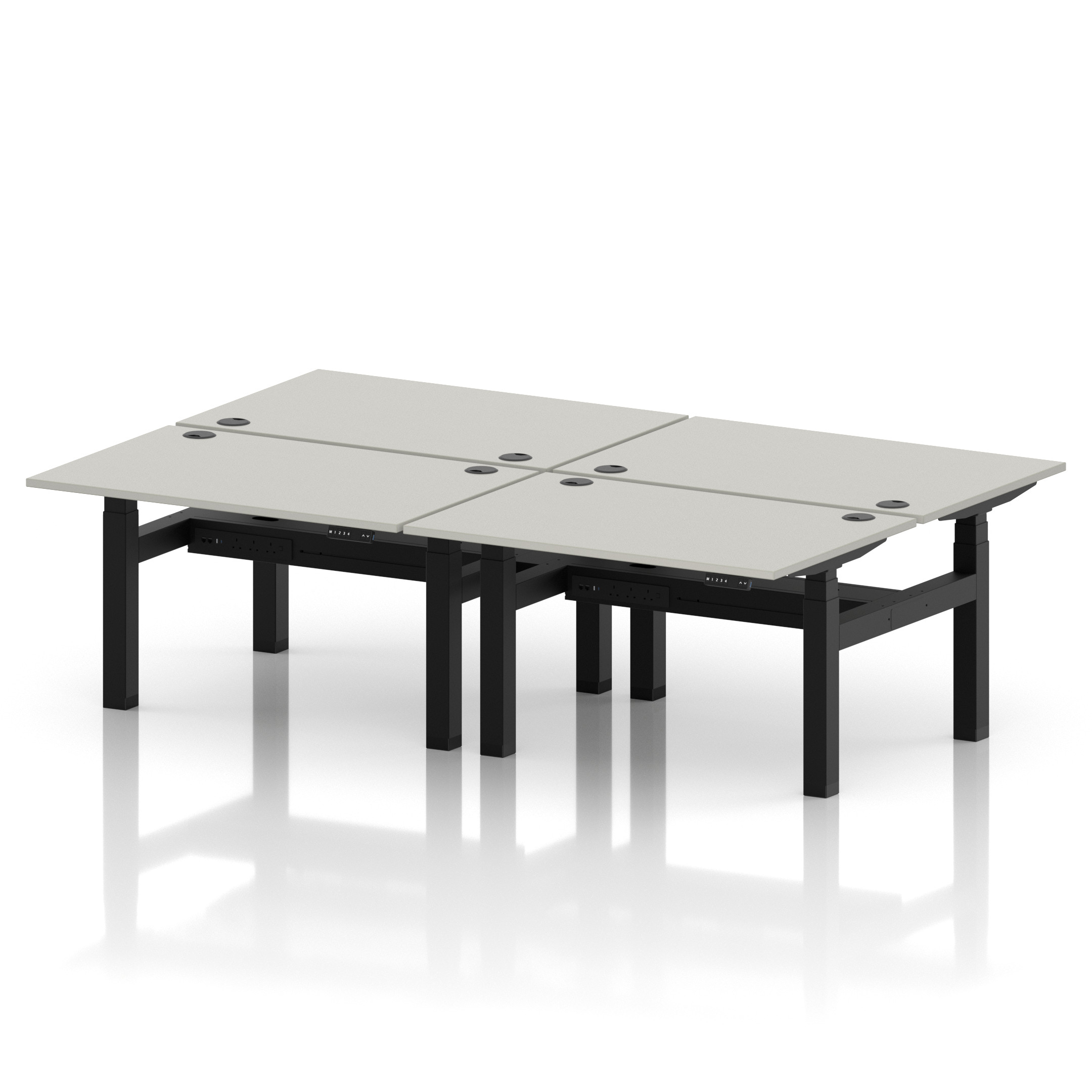 Air Back-to-Back Height Adjustable Bench Desk - 4 Person