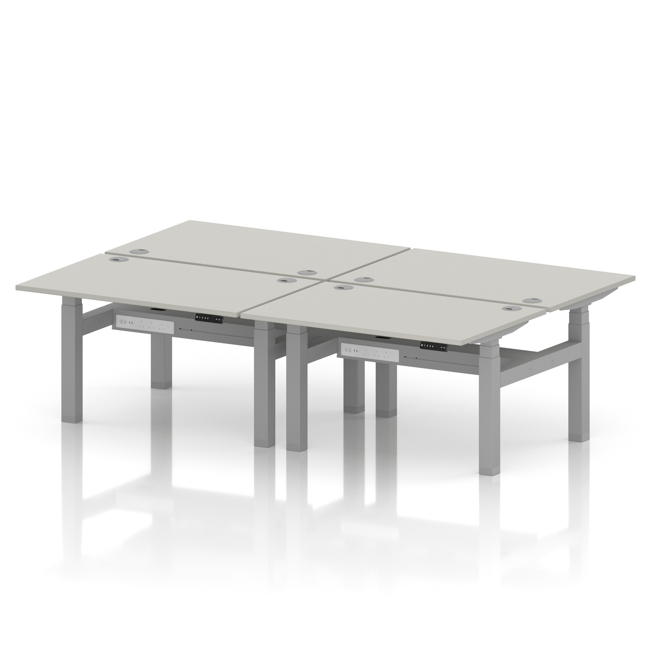 Air Back-to-Back Height Adjustable Bench Desk - 4 Person