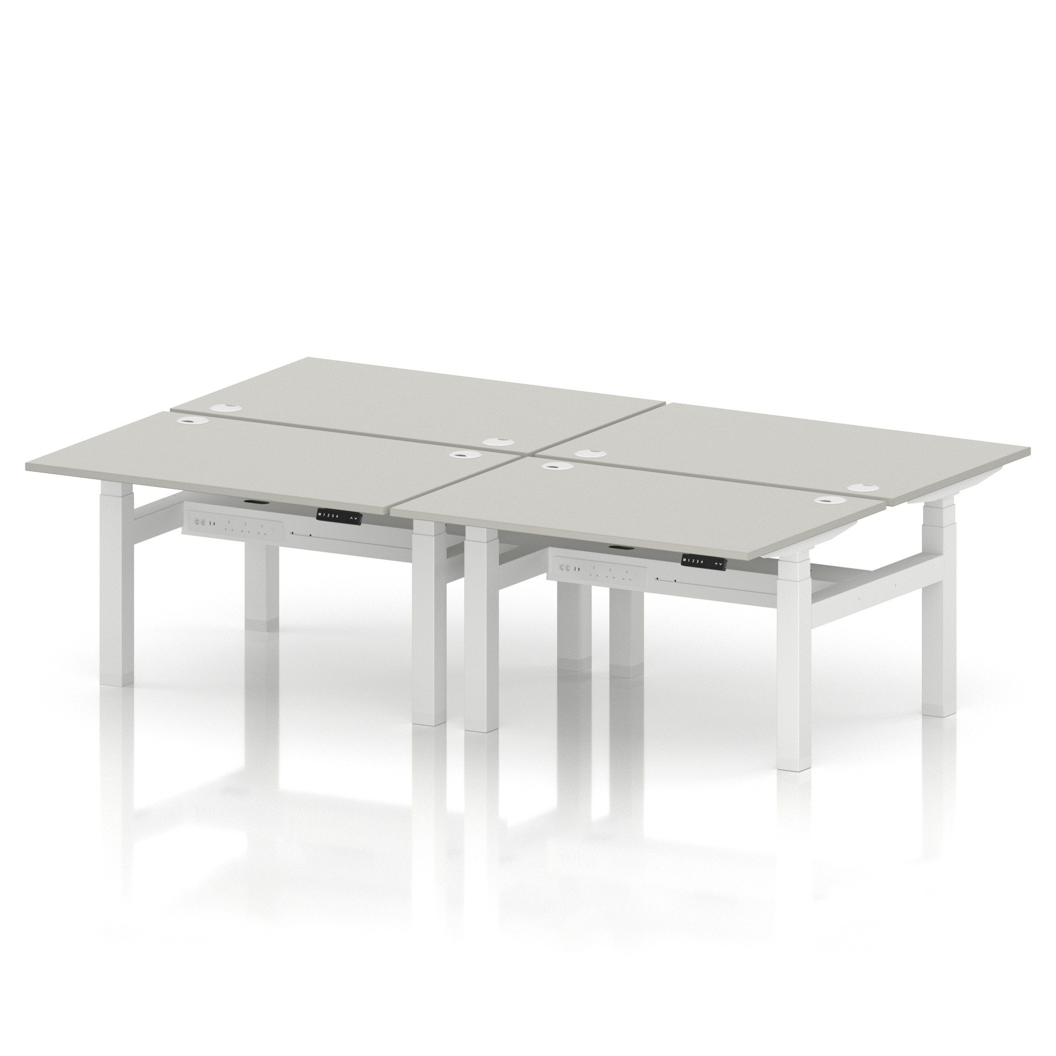 Air Back-to-Back Height Adjustable Bench Desk - 4 Person