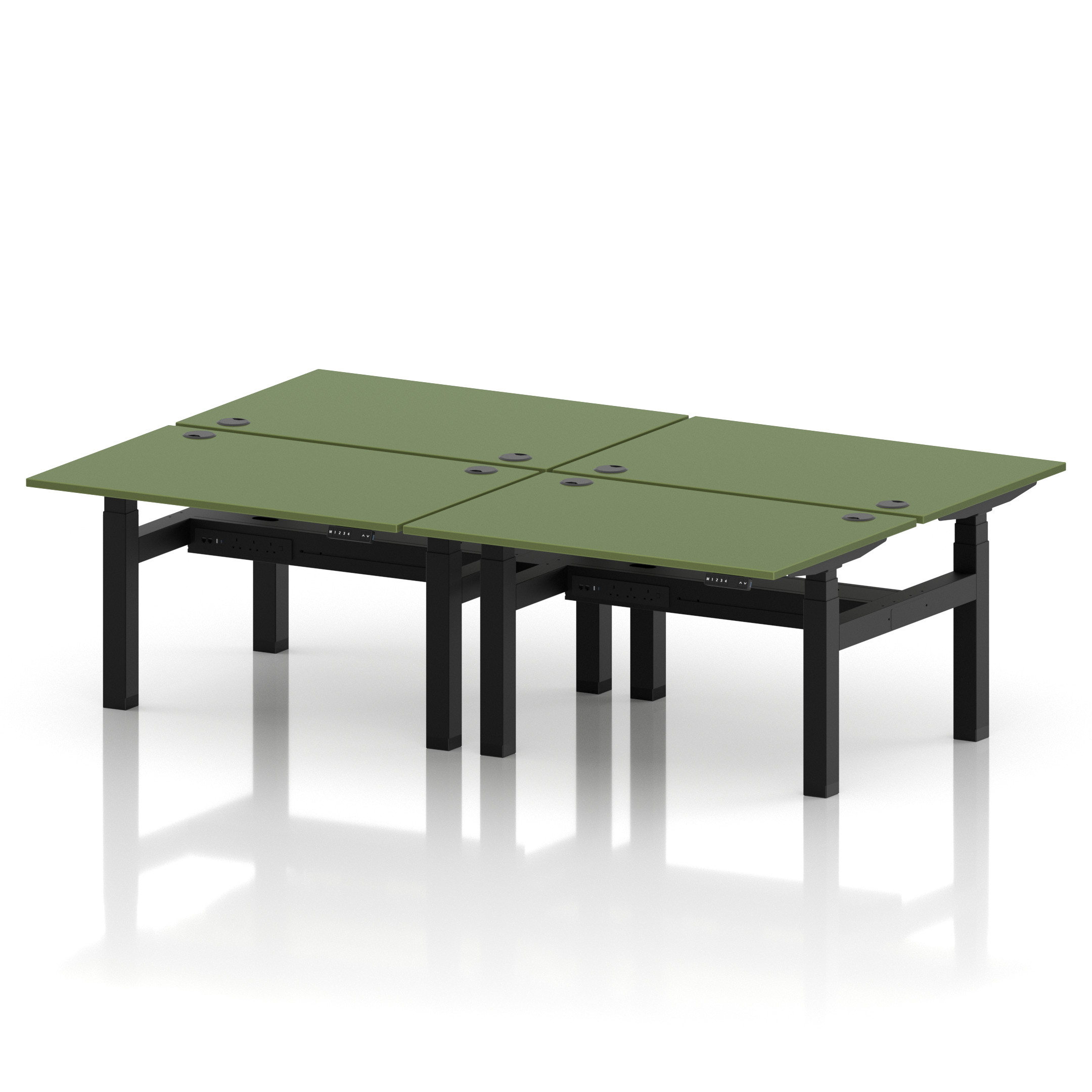 Air Back-to-Back Height Adjustable Bench Desk - 4 Person
