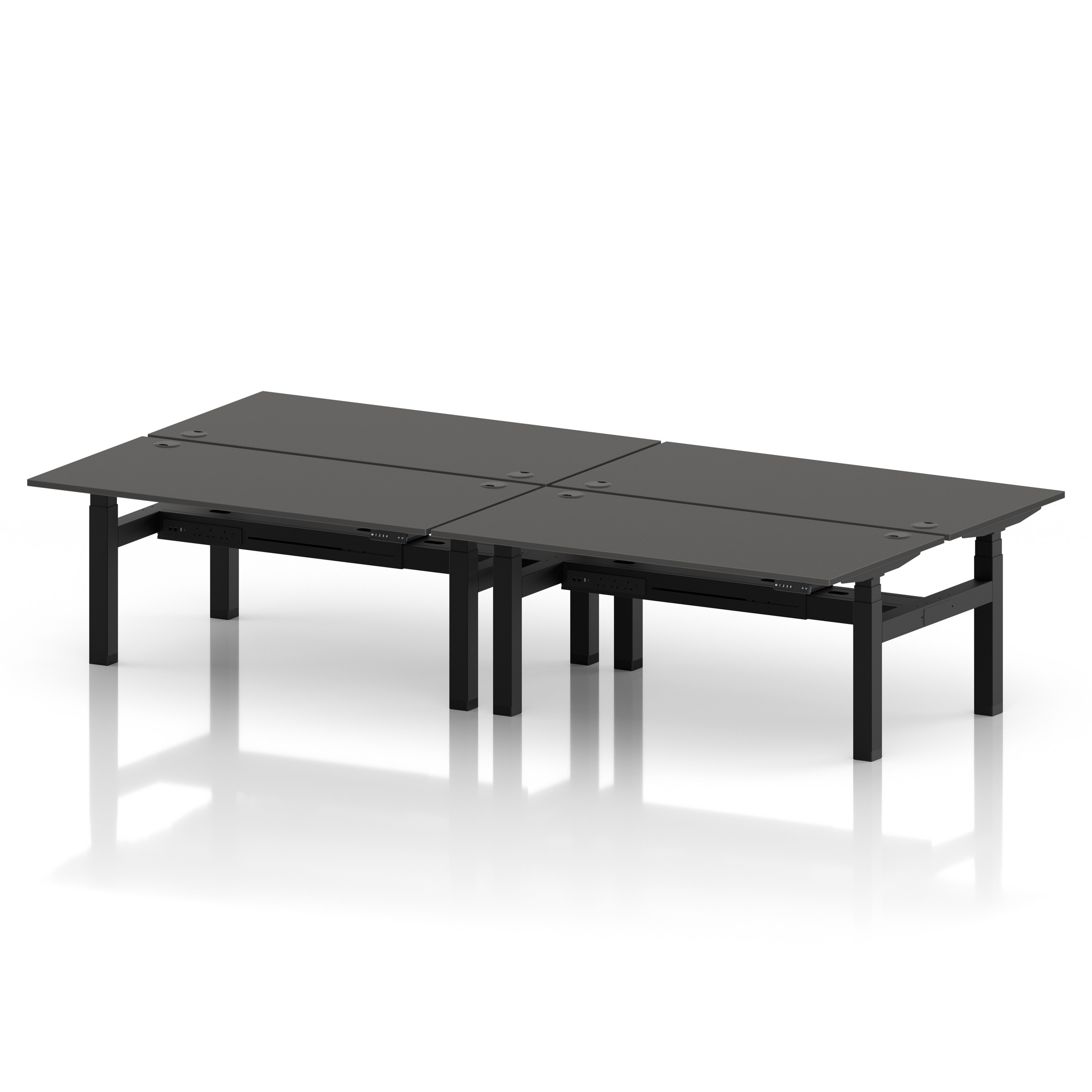 Air Back-to-Back Height Adjustable Bench Desk - 4 Person