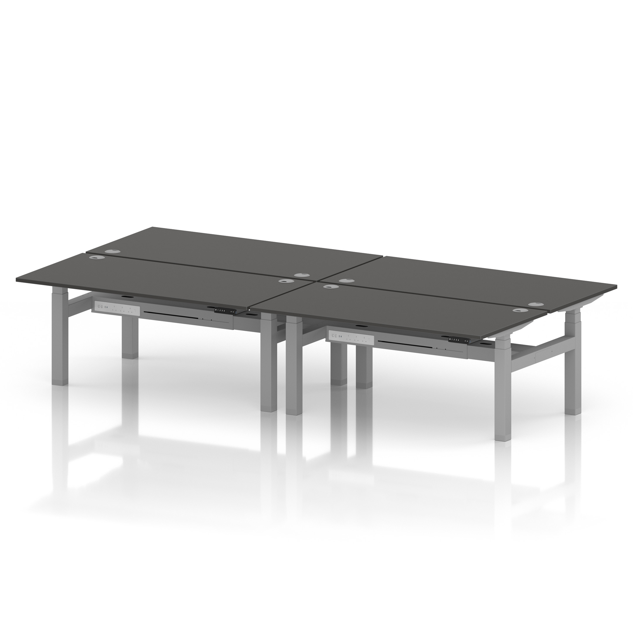 Air Back-to-Back Height Adjustable Bench Desk - 4 Person