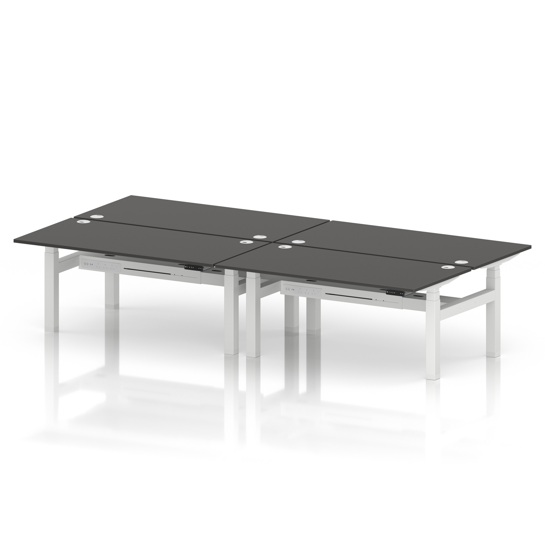 Air Back-to-Back Height Adjustable Bench Desk - 4 Person